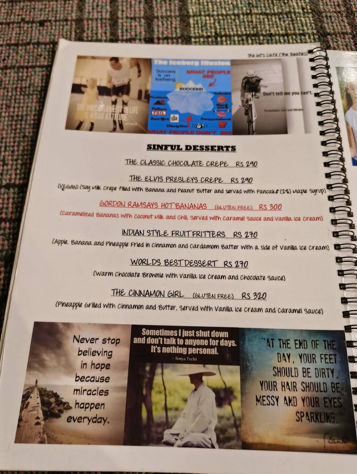 The 60's Cafe (The Beatles) menu