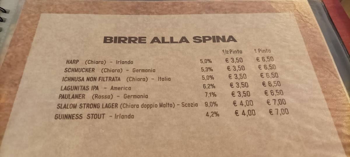 Menu di The Alchemist pub 