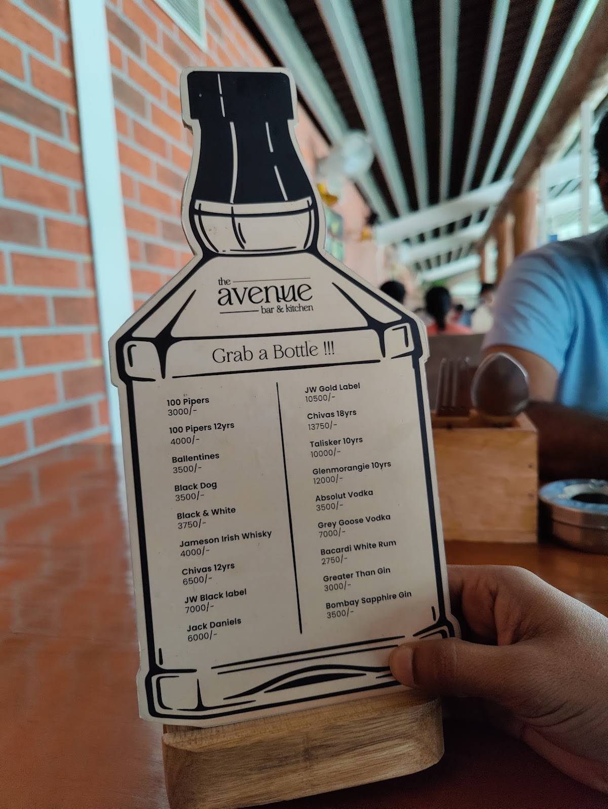 The Avenue Bar and Kitchen menu