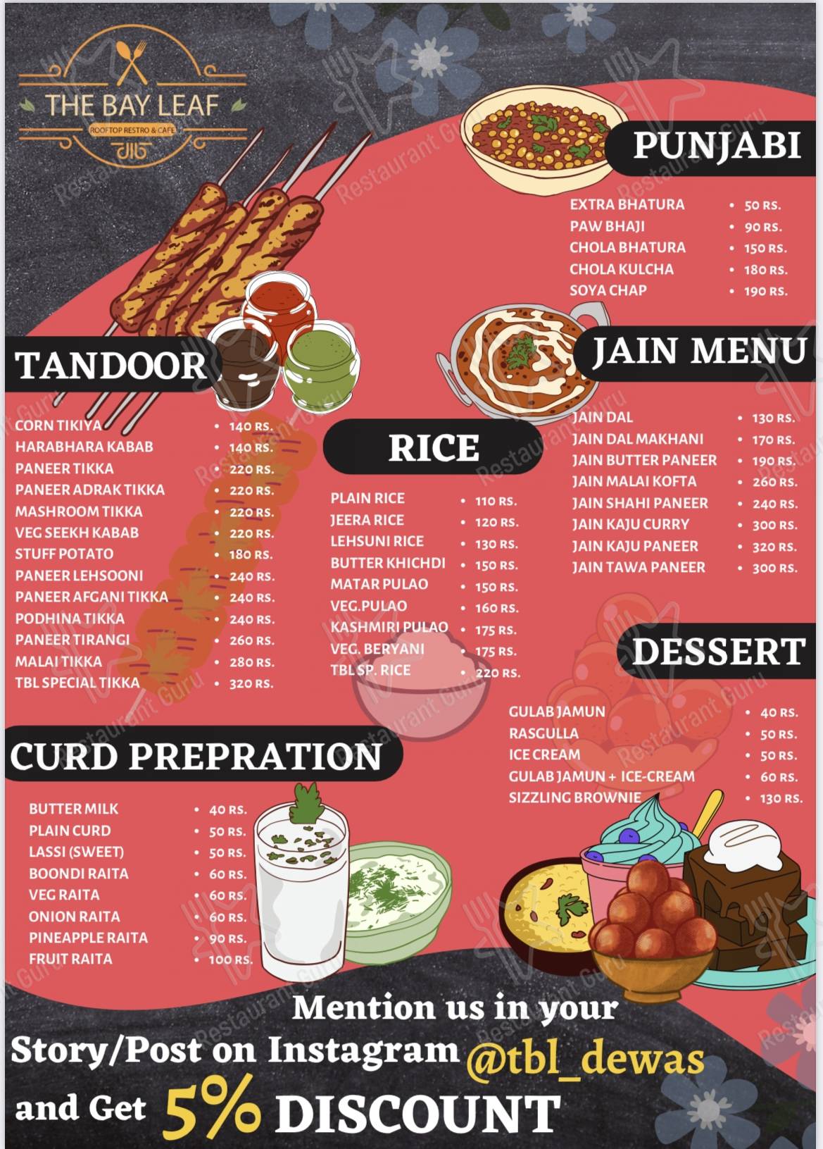The Bay Leaf menu - dishes and beverages