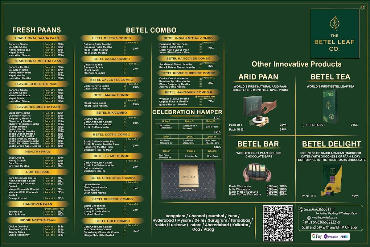 The Betel Leaf Co Kalyani Nagar menu