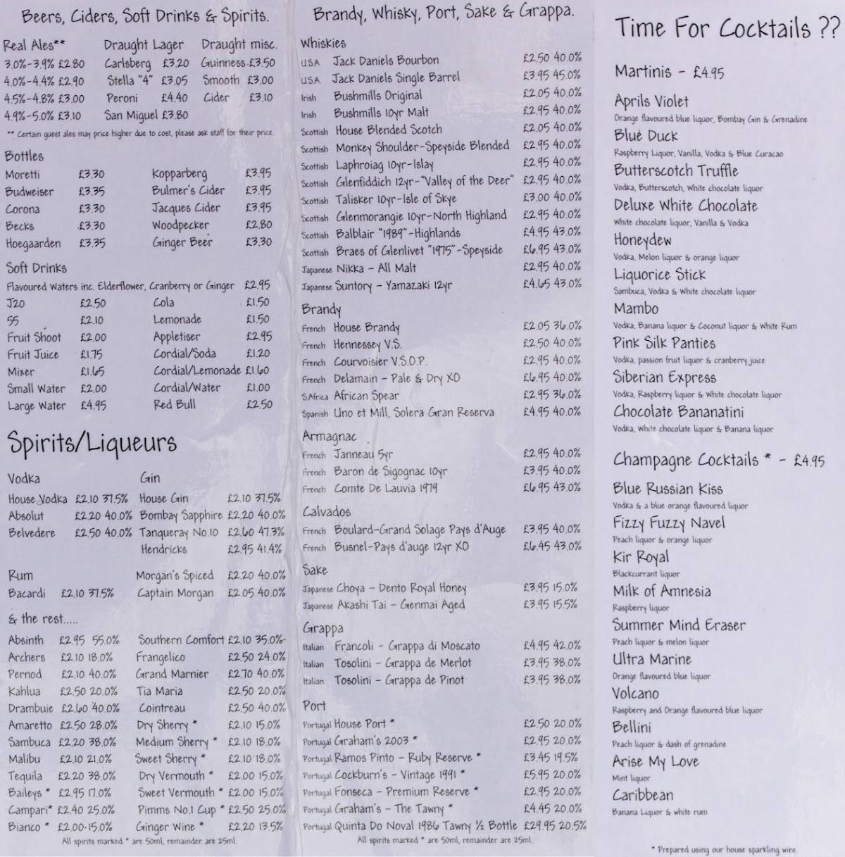 Menu at The Blue Bell Cottingham pub & bar, Cottingham