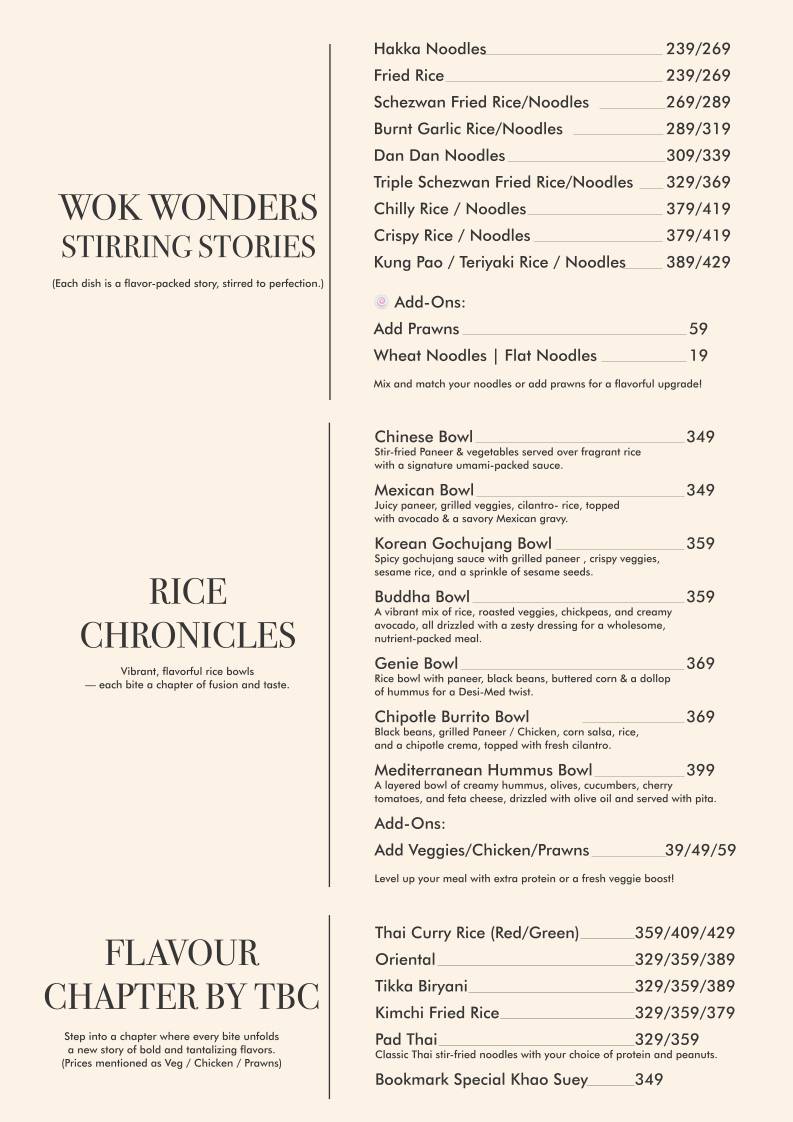 The Bookmark Cafe menu