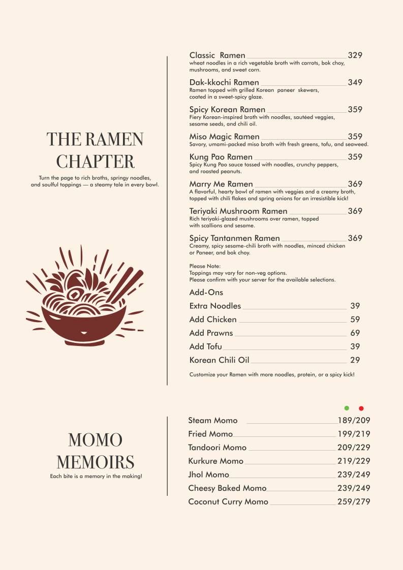 The Bookmark Cafe menu