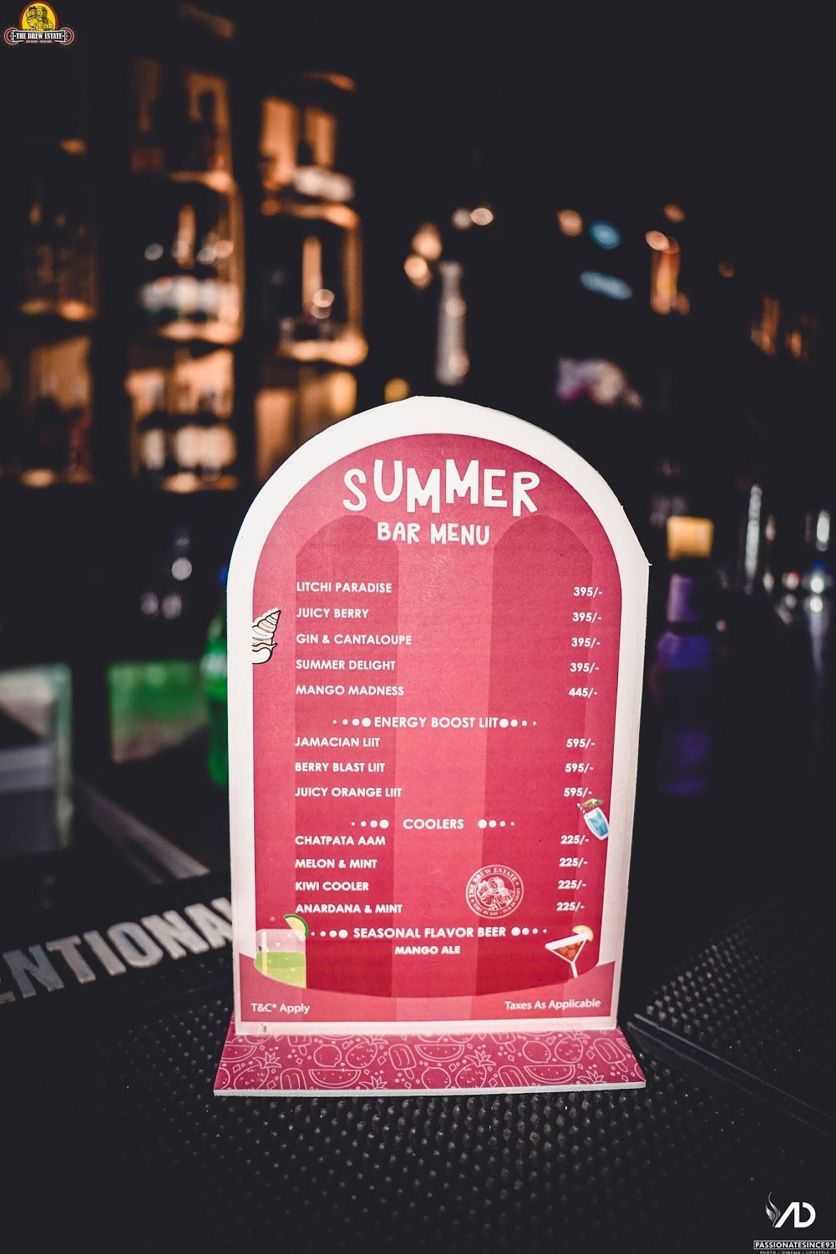 The Brew Estate menu