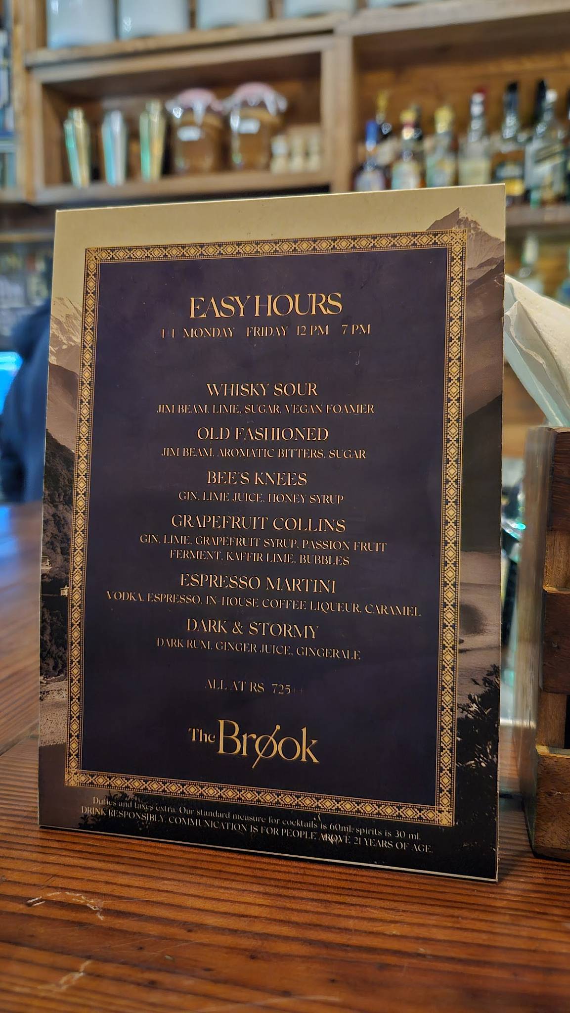 The Brook menu