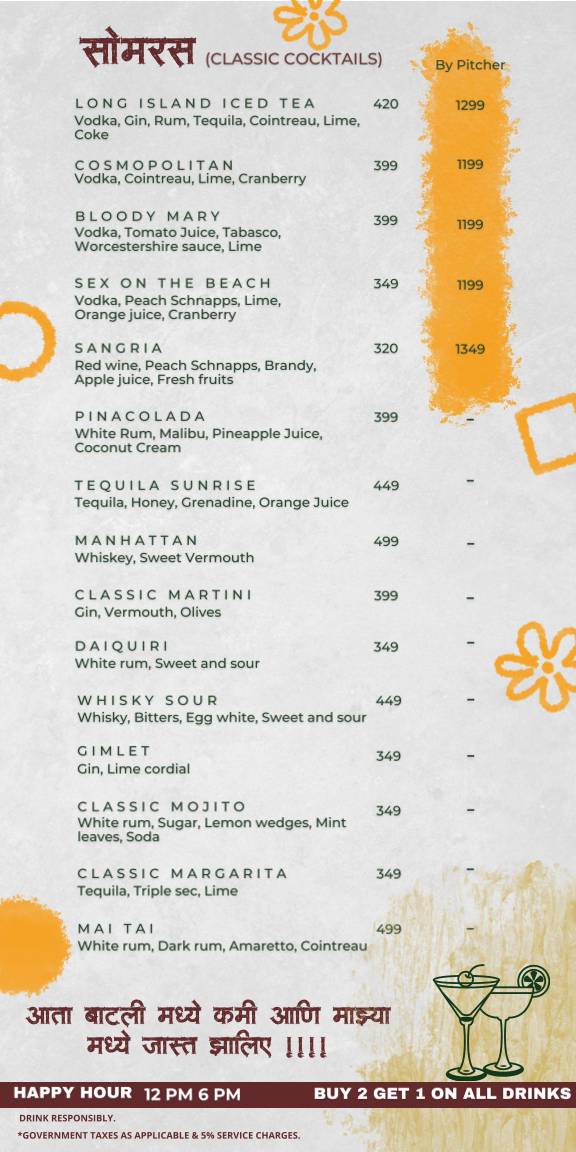 The Chandralok Kitchen Bar-Family & Pet-Friendly, Cosy Couple-Friendly Birthday & Corporate Party Venue, in Karve Nagar menu