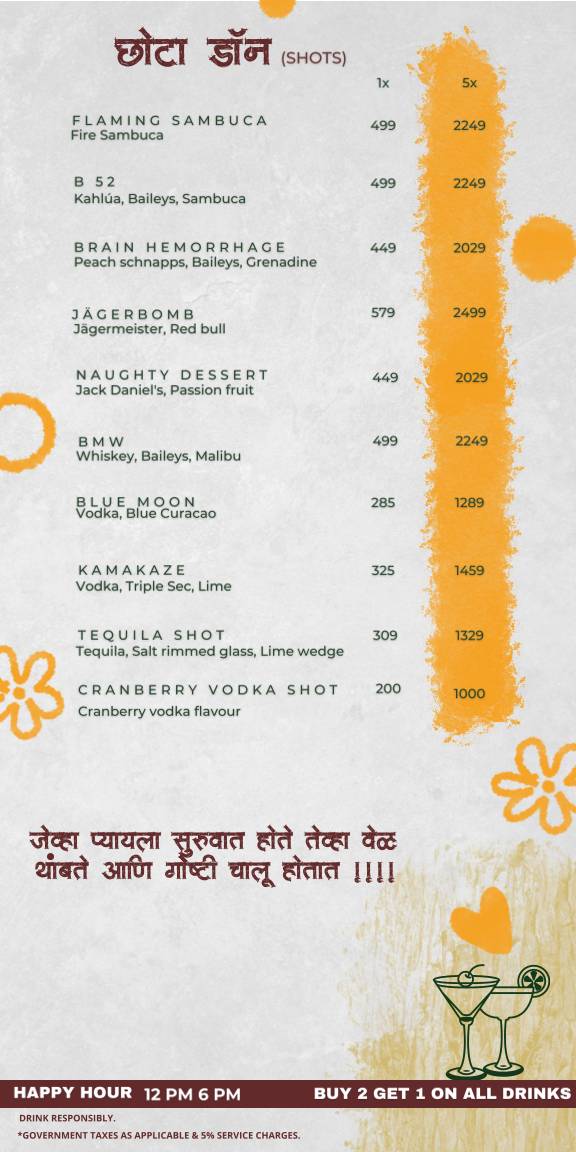 The Chandralok Kitchen Bar-Family & Pet-Friendly, Cosy Couple-Friendly Birthday & Corporate Party Venue, in Karve Nagar menu