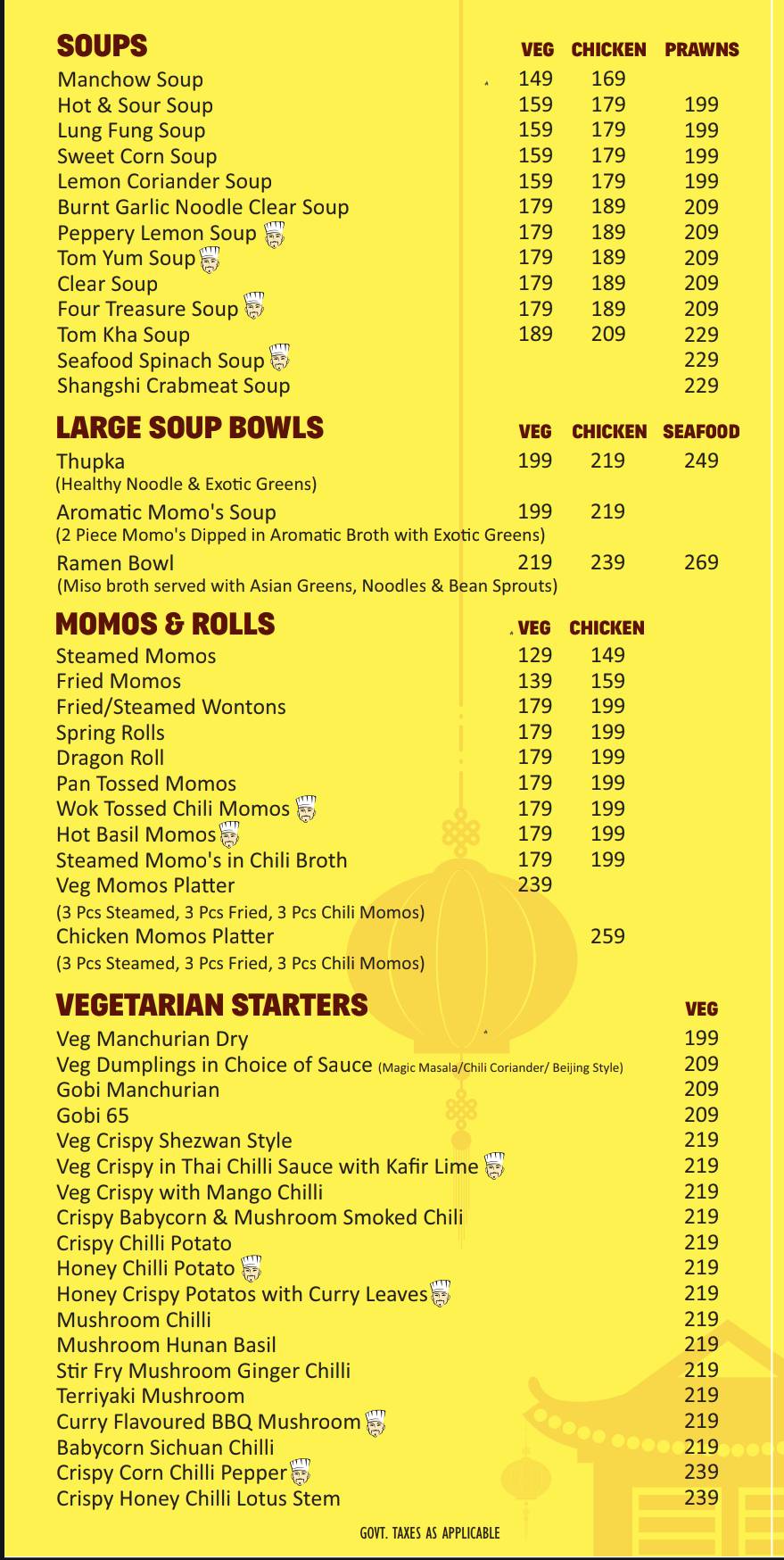 The Chinese Wok menu