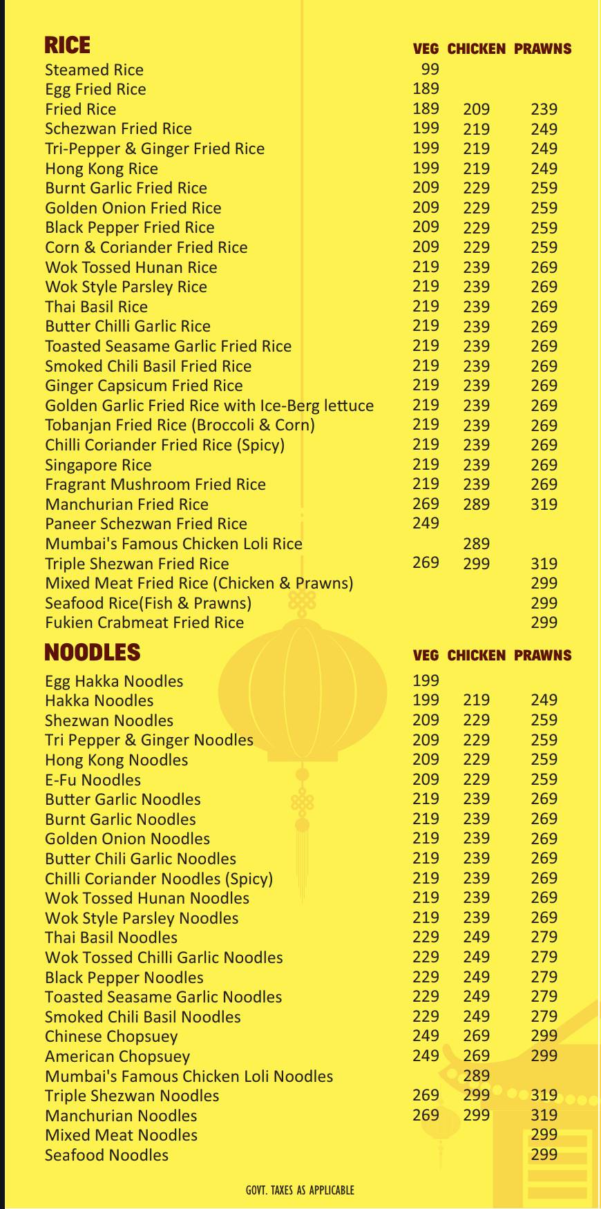 The Chinese Wok menu
