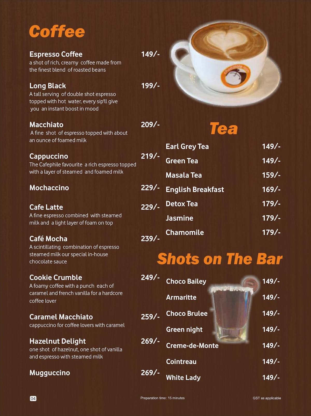 The Chocolate Room Mohali menu