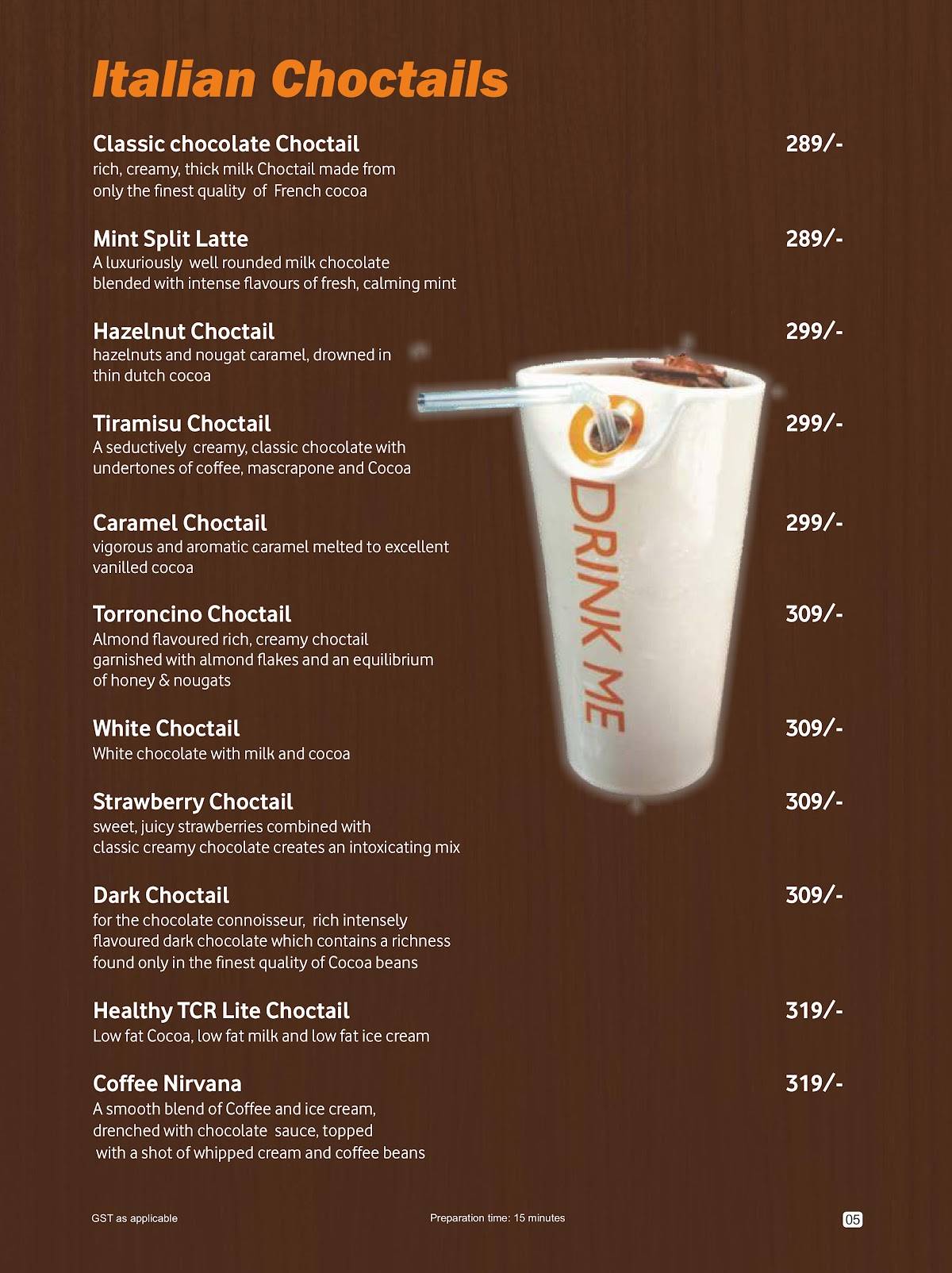 The Chocolate Room Mohali menu