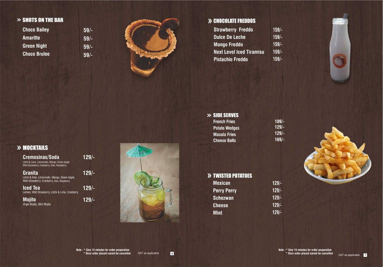 The Chocolate Room menu