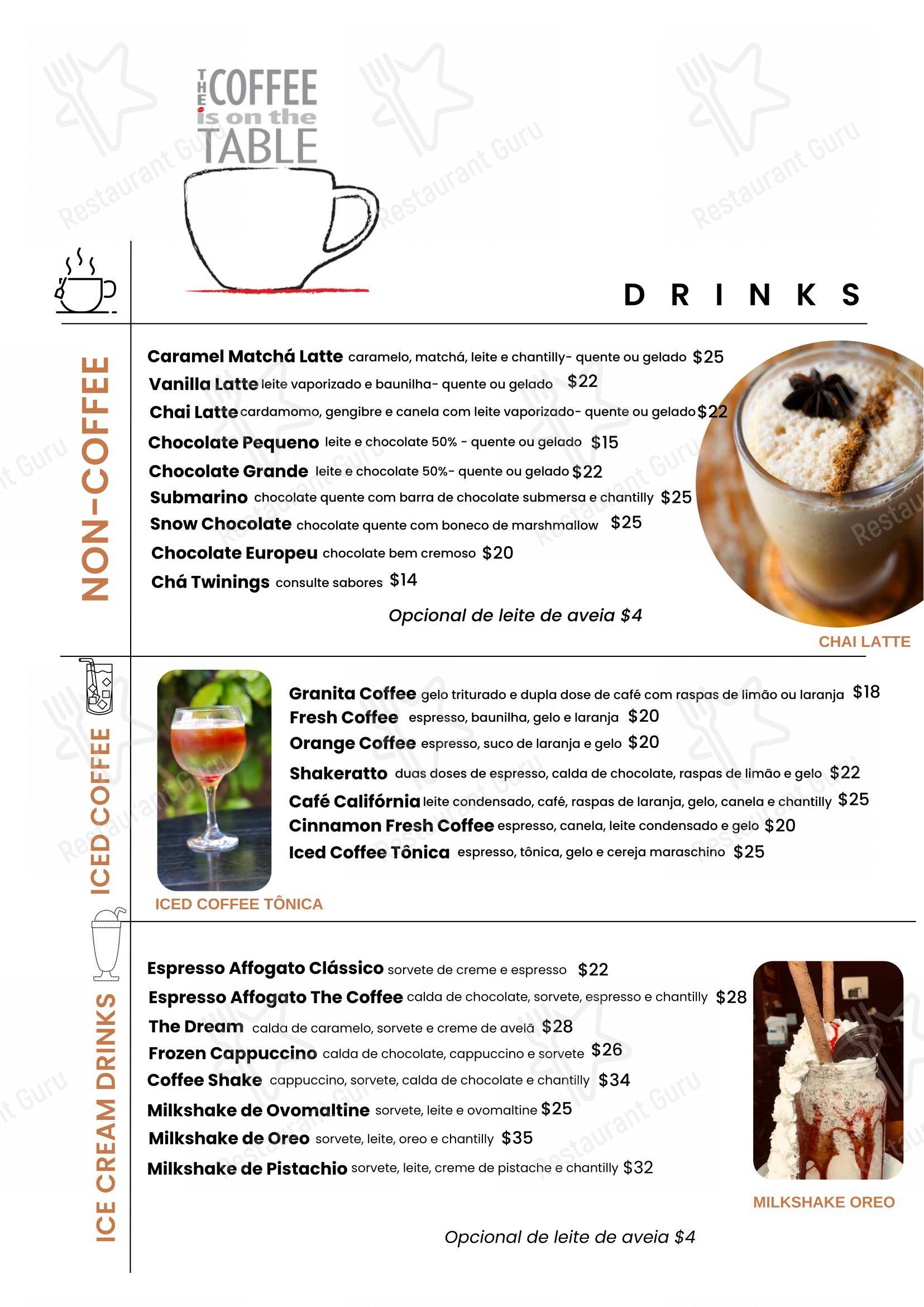 The Coffee Is On The Table em Santo André - Menu