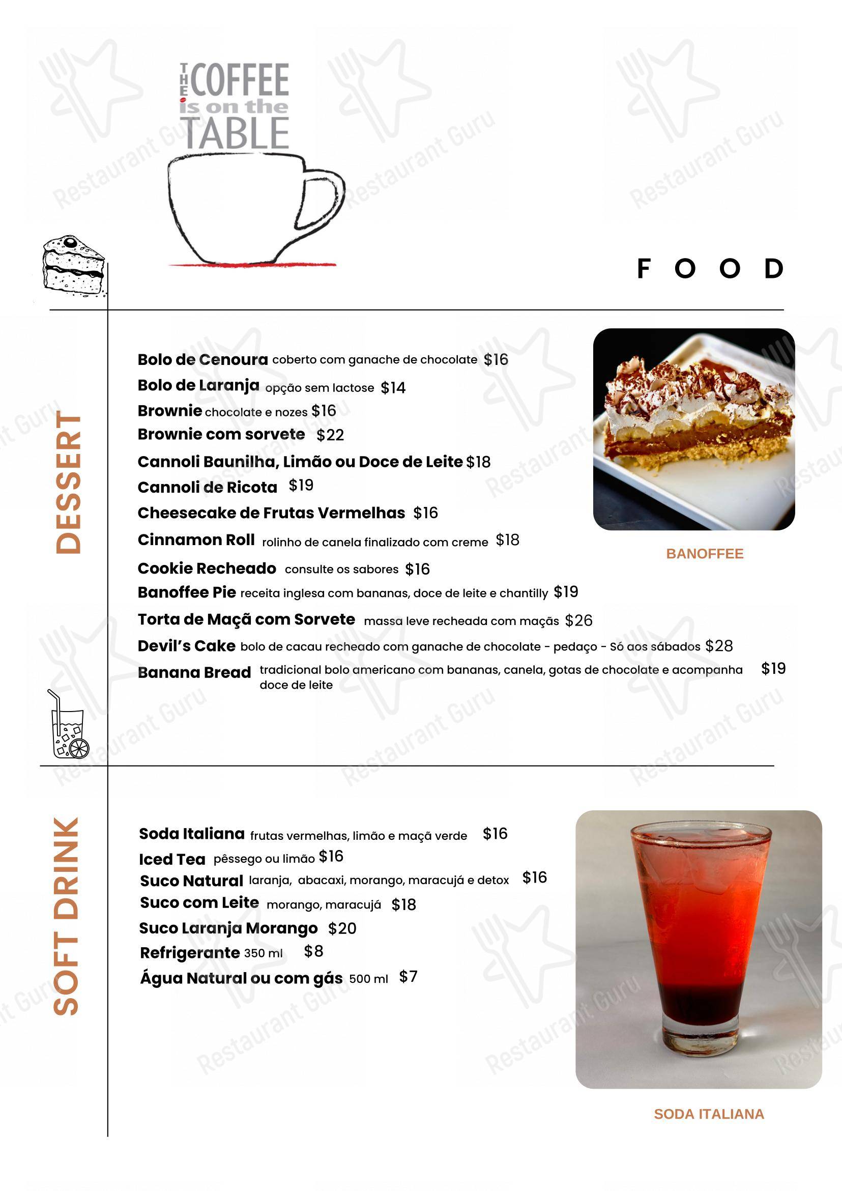 Menu para The Coffee Is On The Table café