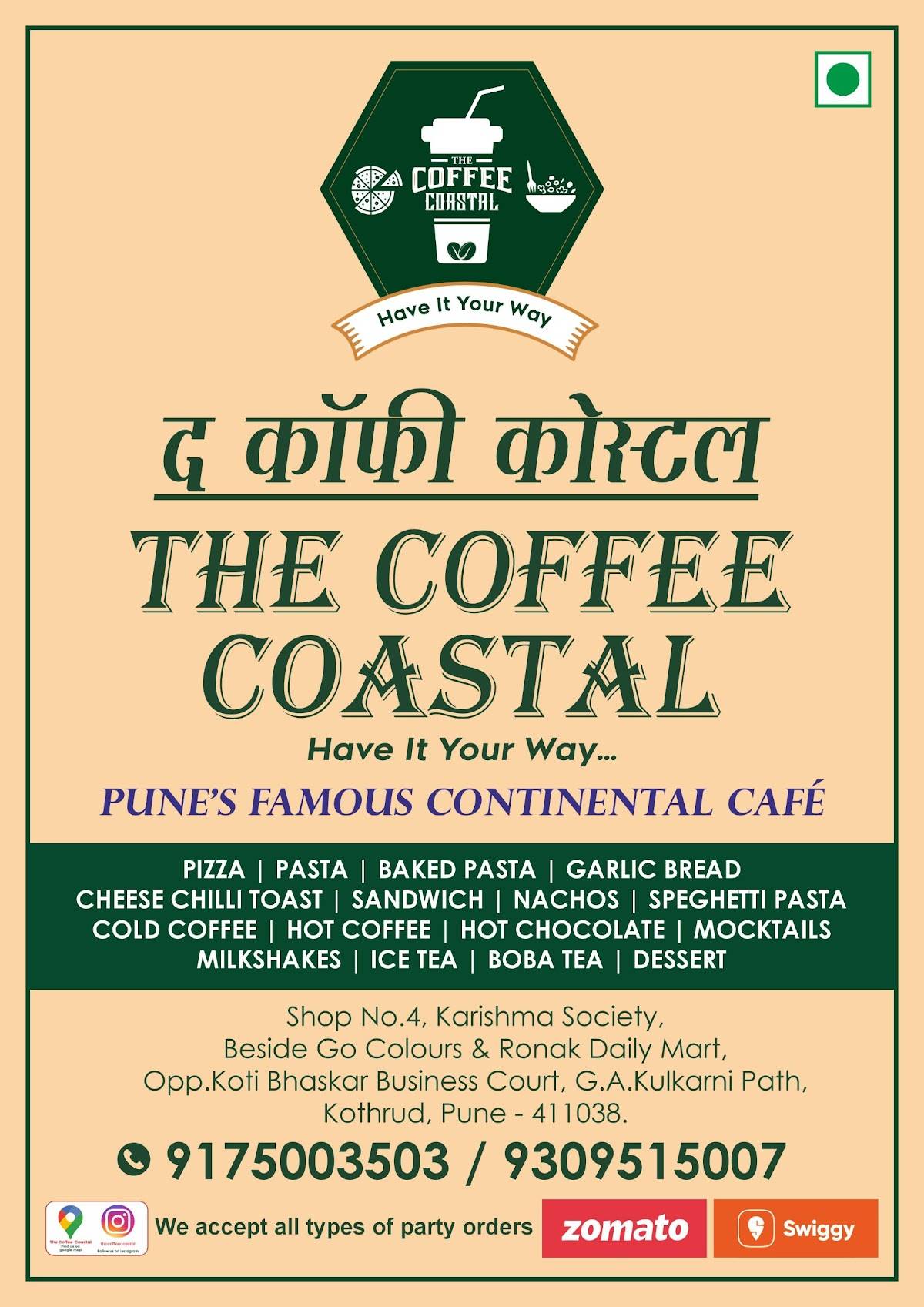 The Coffee Coastal menu