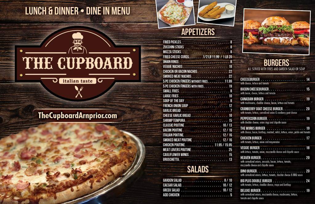 Menu at The Cupboard pizzeria, Arnprior