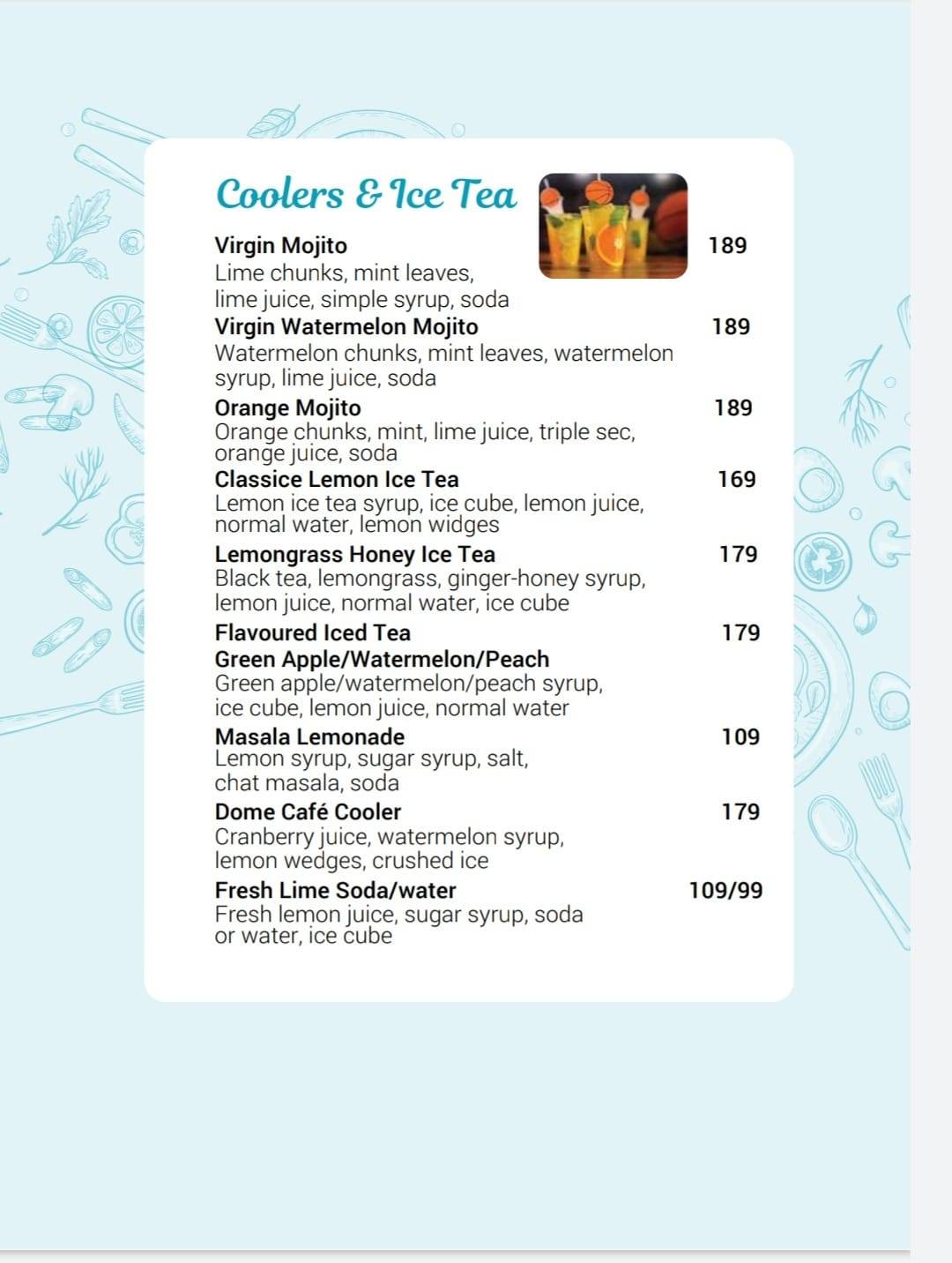 Menu at The Dome Cafe HSR Layout, Bengaluru