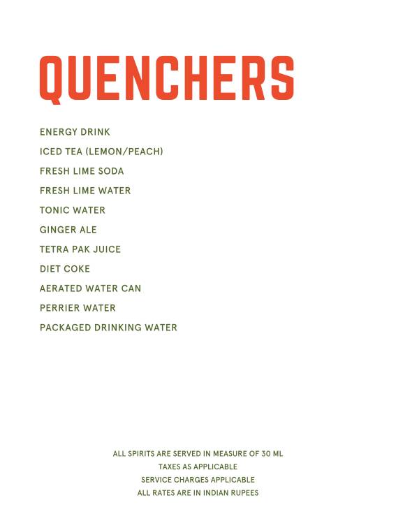 The Fisherman's Wharf, Hyderabad menu