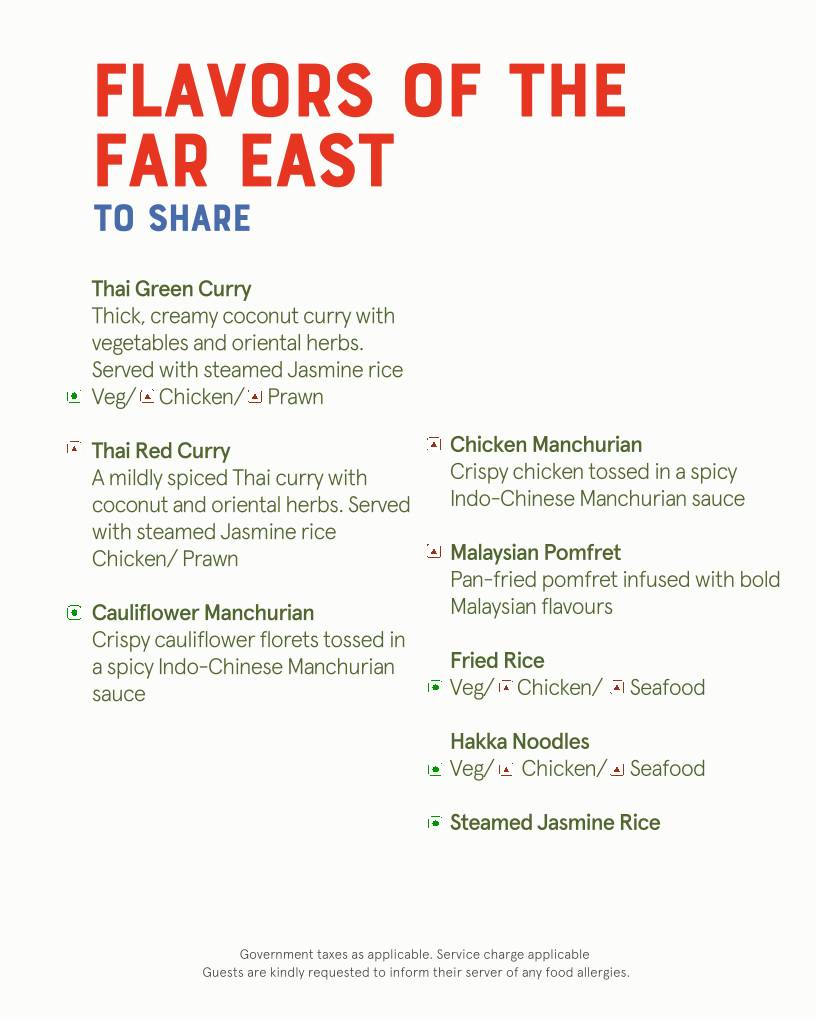 The Fisherman's Wharf, Hyderabad menu