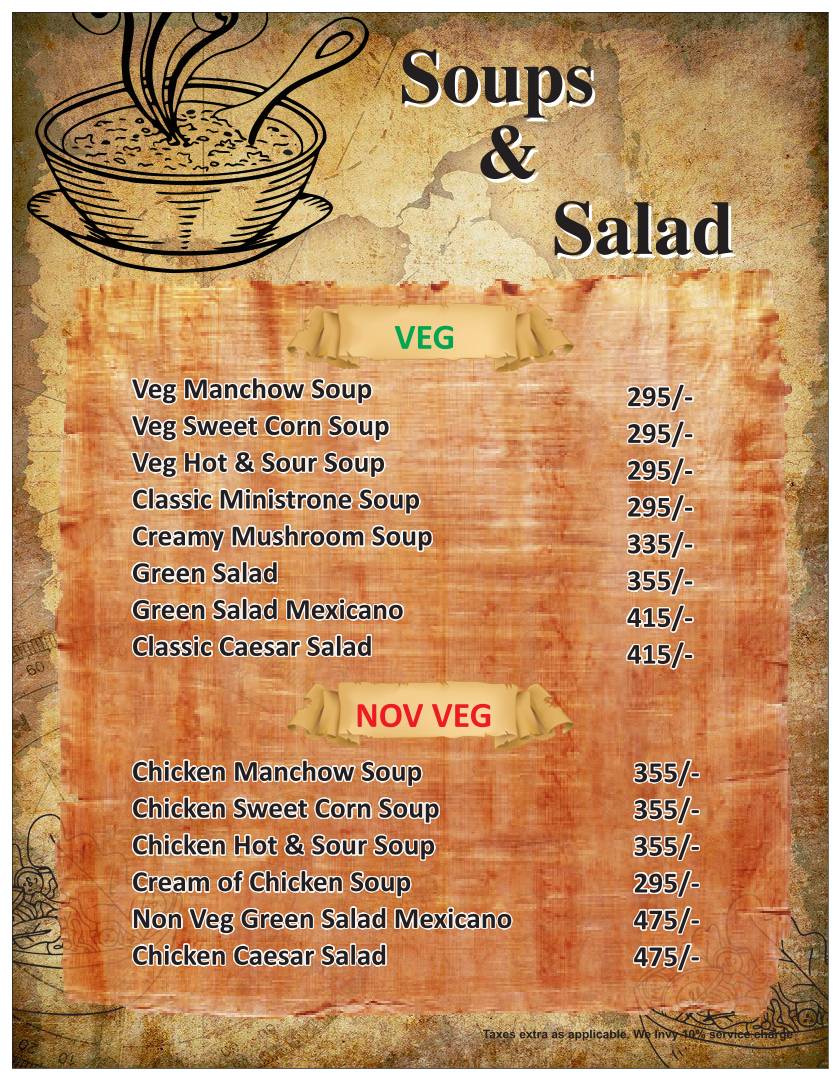 The Flying Dutchman , 5th Floor, Bhutani City Center Mall Noida Sector-32 menu