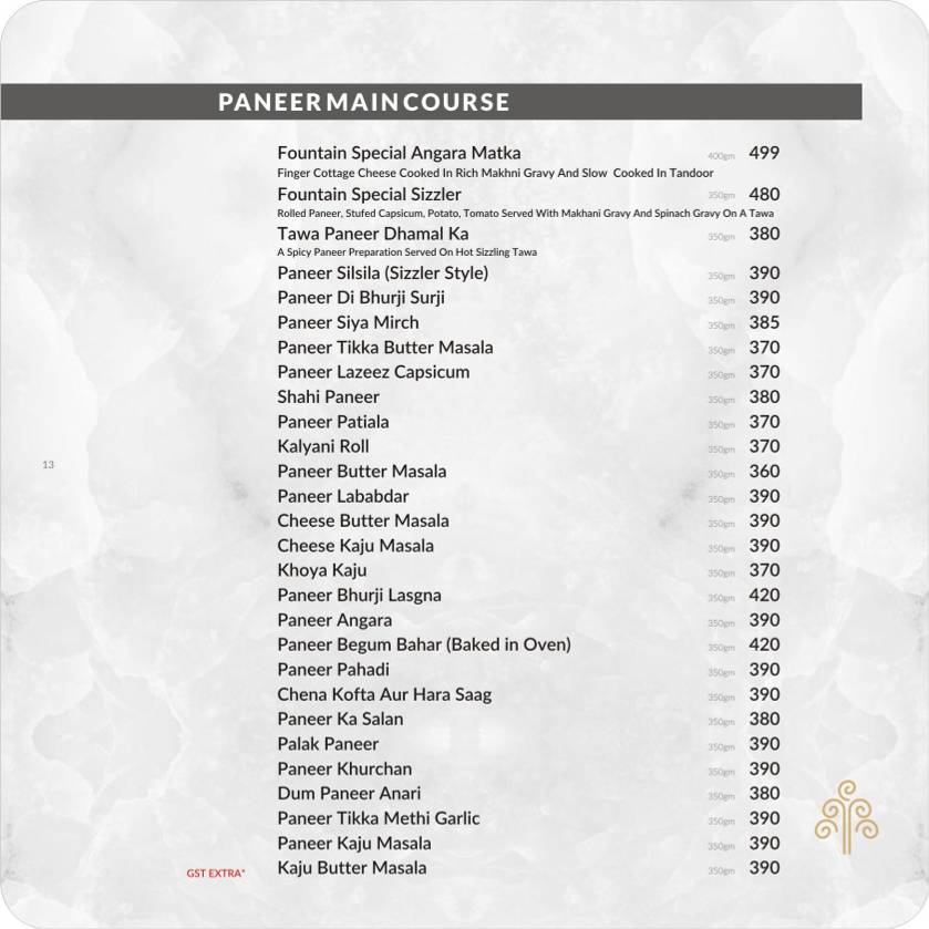 The Fountain - Banquet Hall, Party Lawn & Pool Side Restaurant Ahmedabad menu