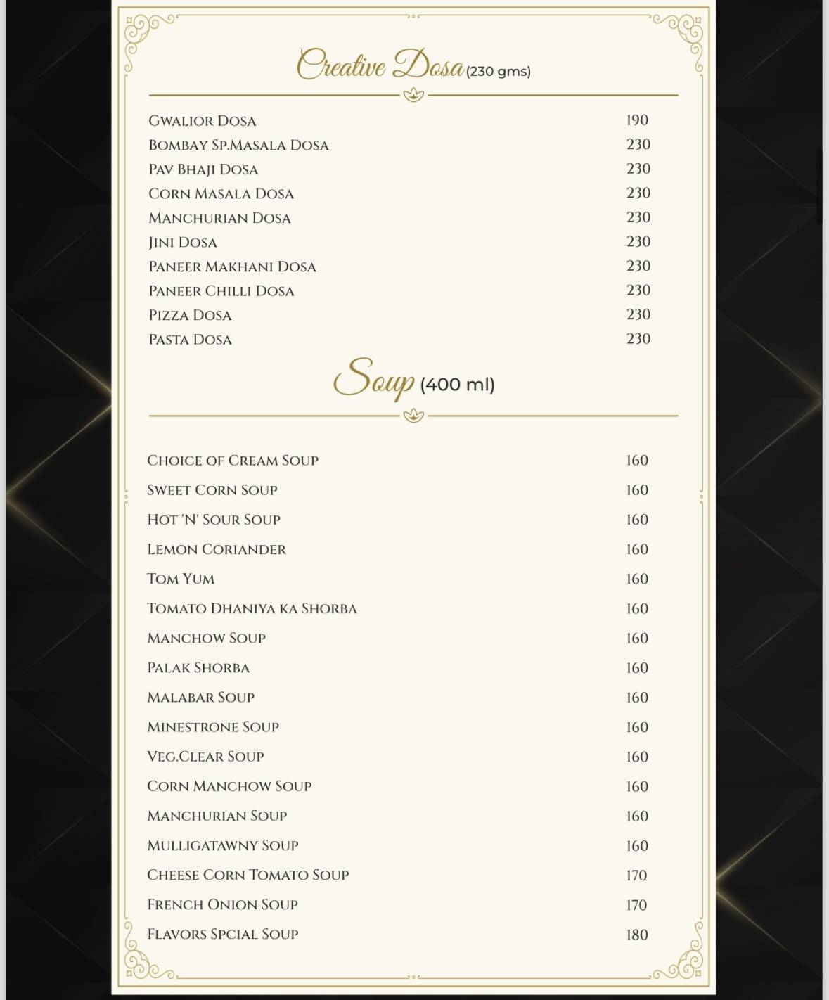 The Grand Flavors menu