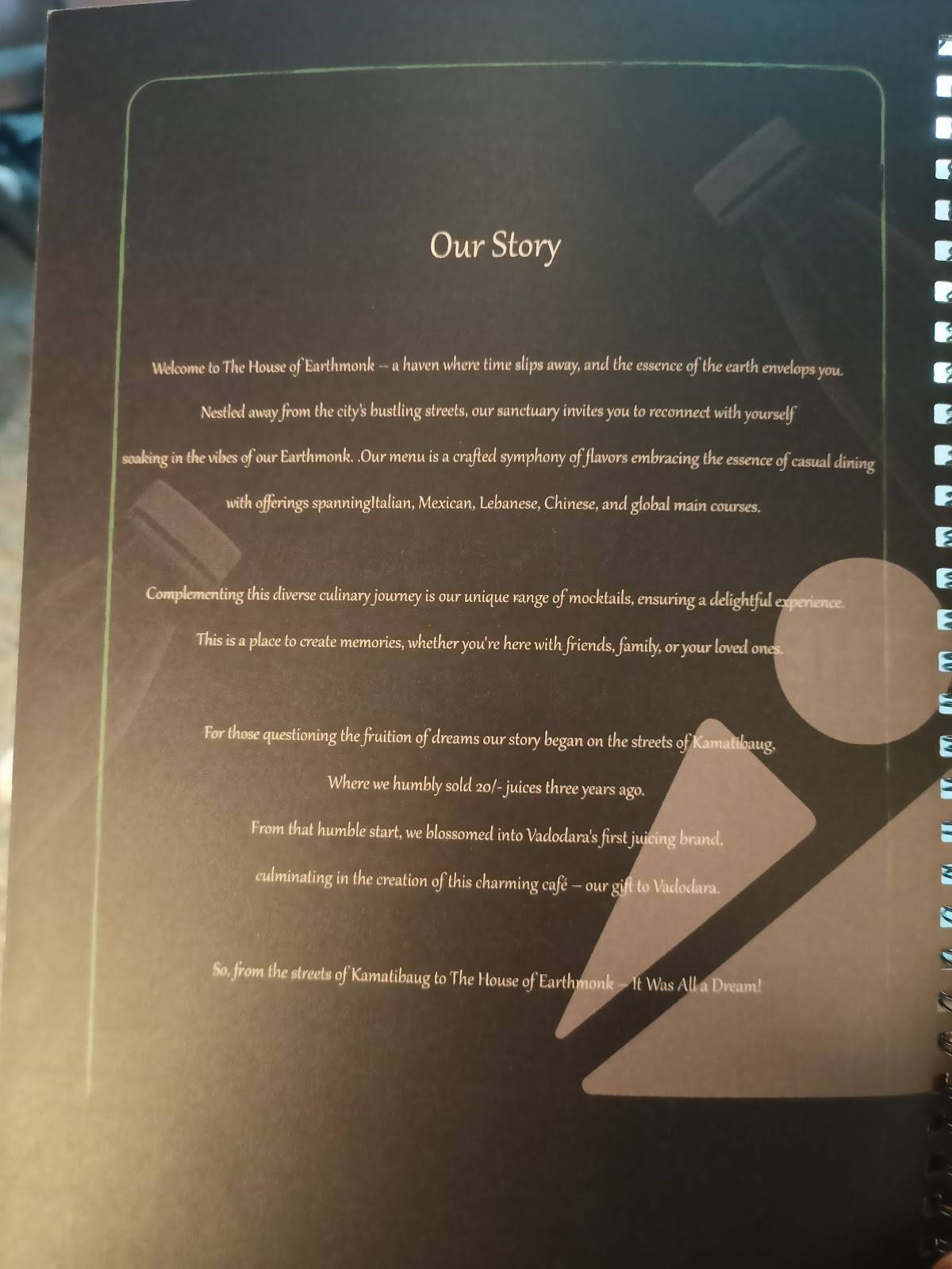 The House of Earthmonk menu