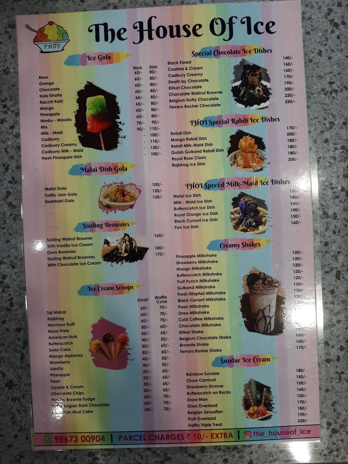 The House of Ice menu