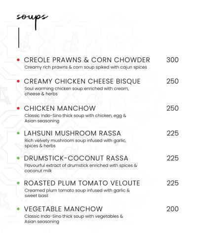 The Loft menu