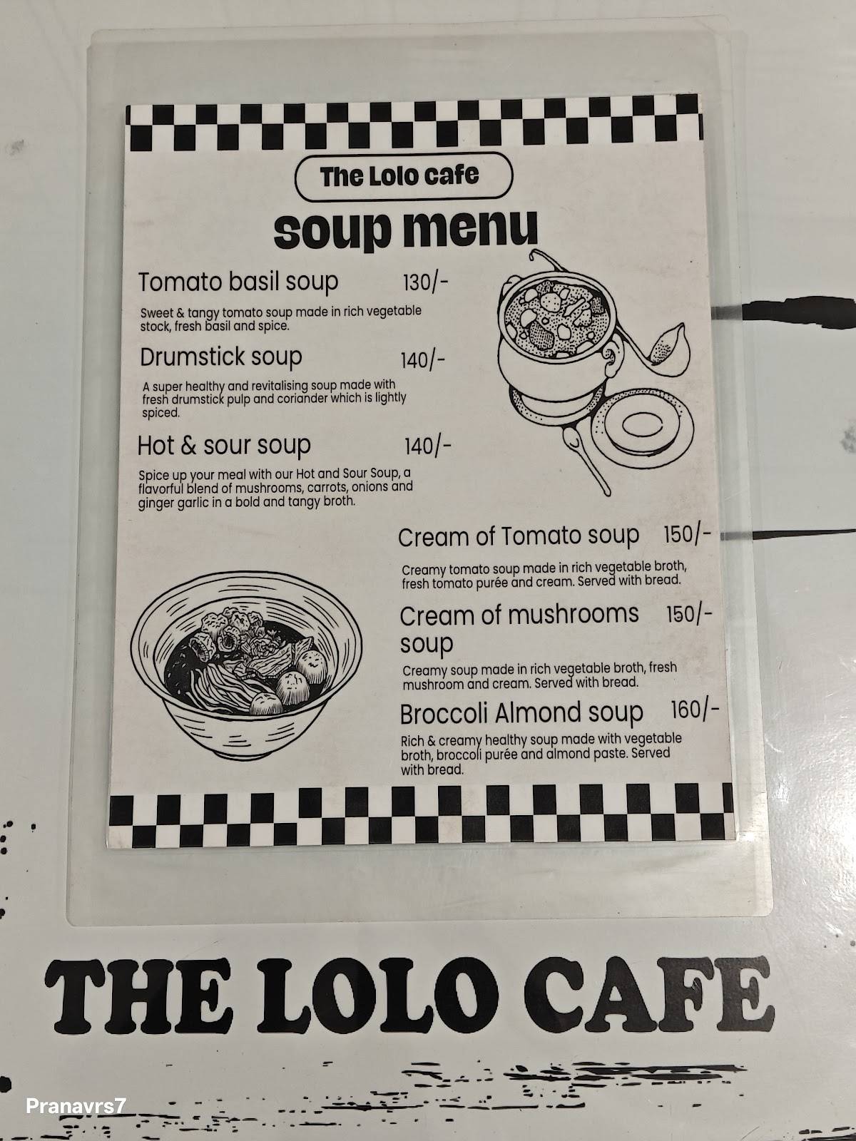 The Lolo Cafe menu