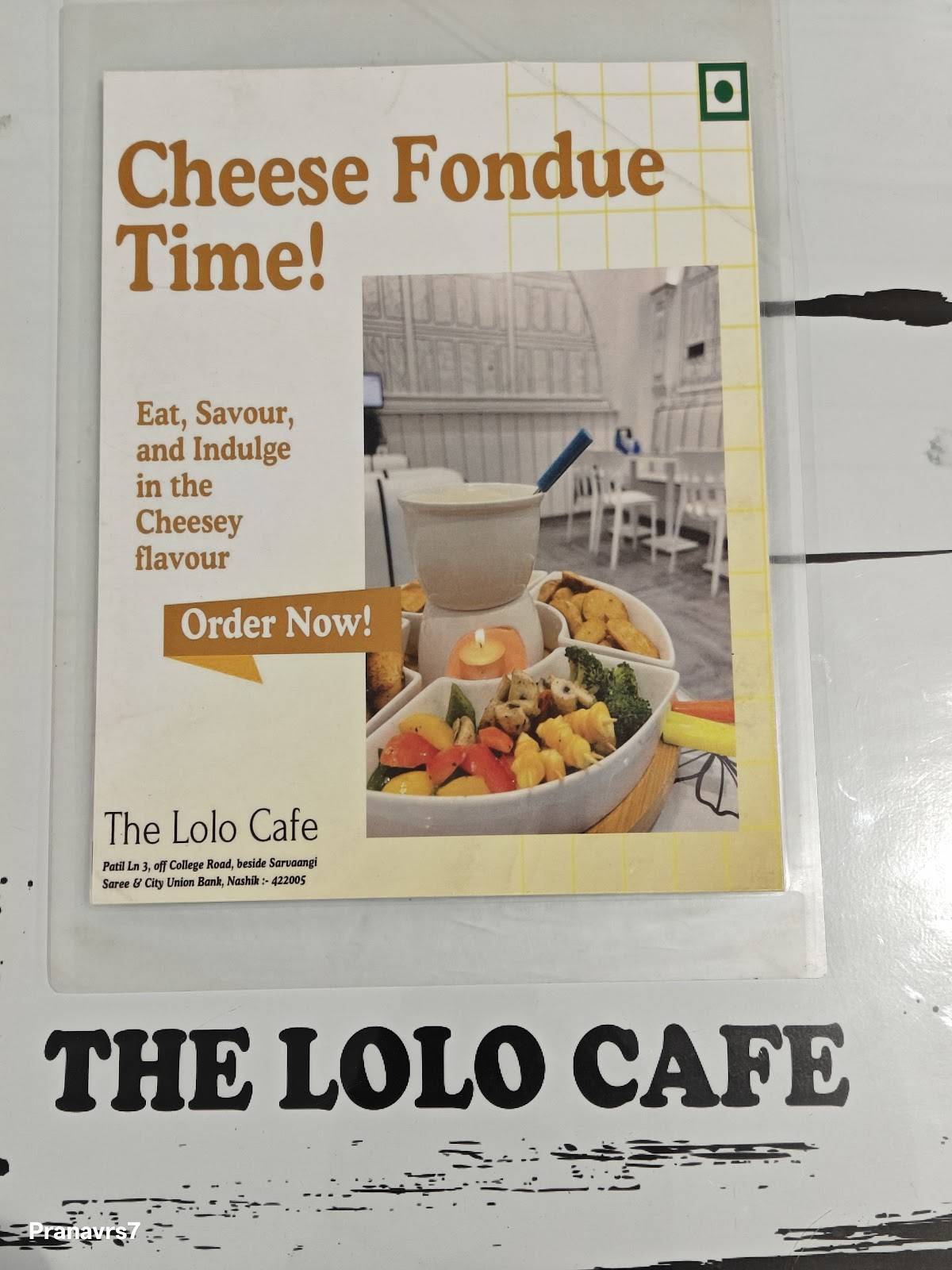 The Lolo Cafe menu
