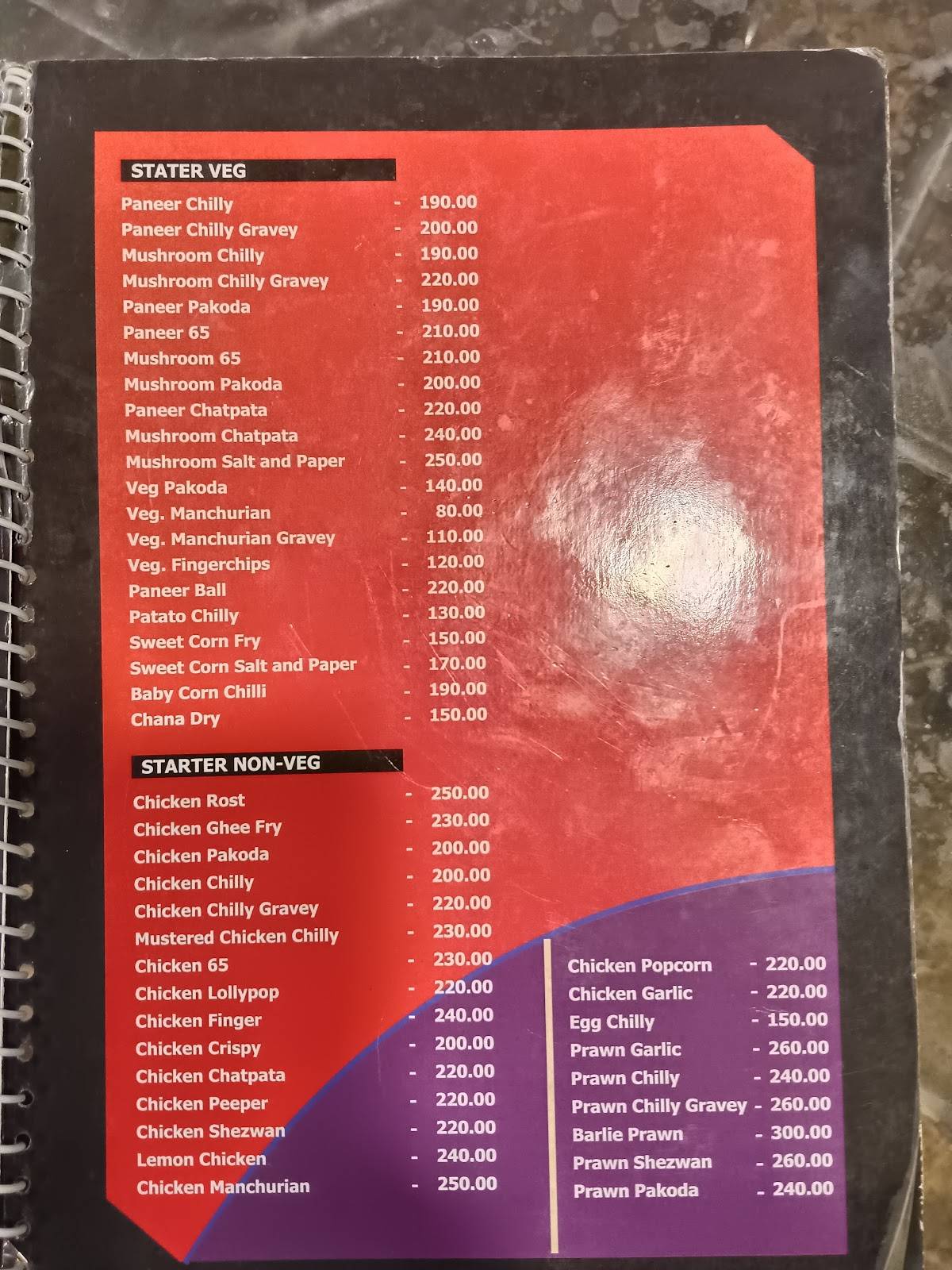 The Mom's kitchen and Cafe, Koelnagar menu