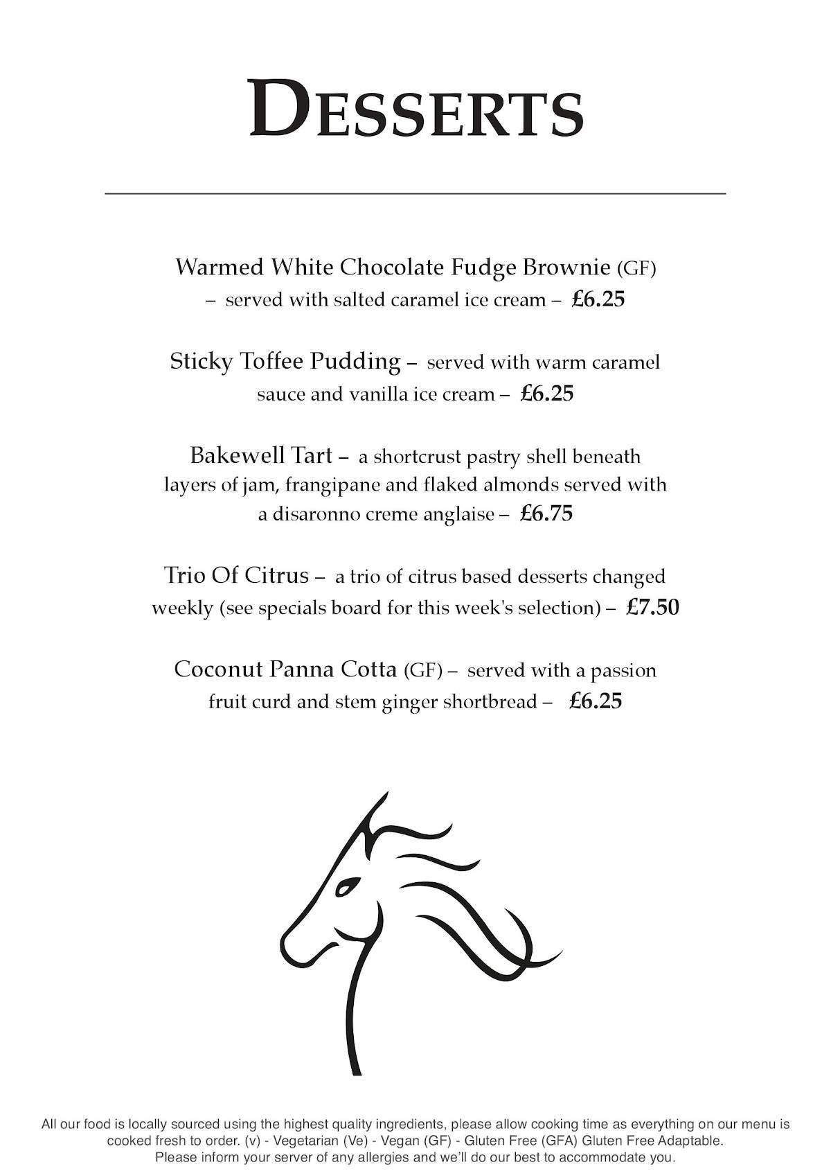 Menu at The Nags Head pub & bar, East Harling