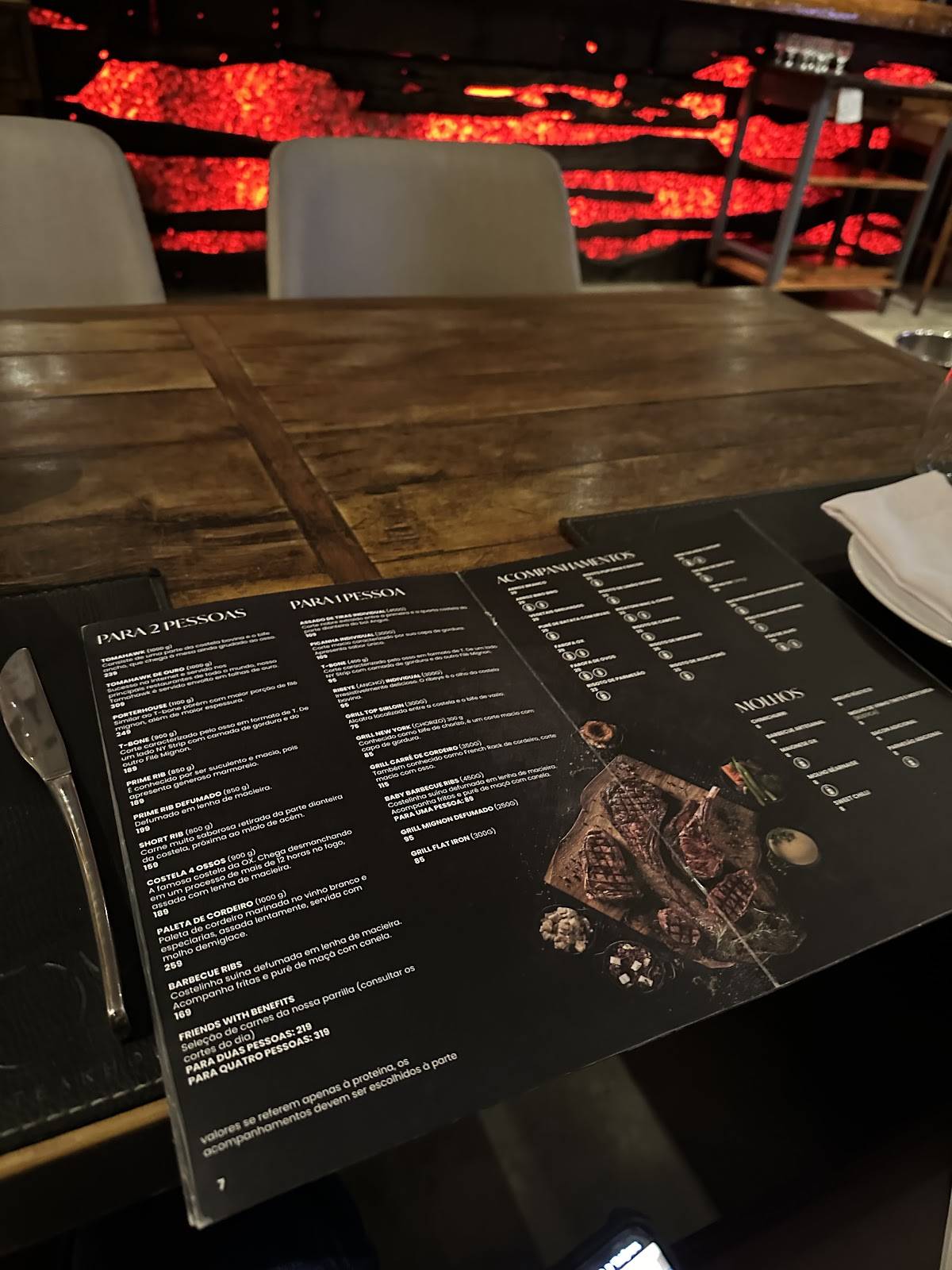 OX Room Steakhouse cardápio