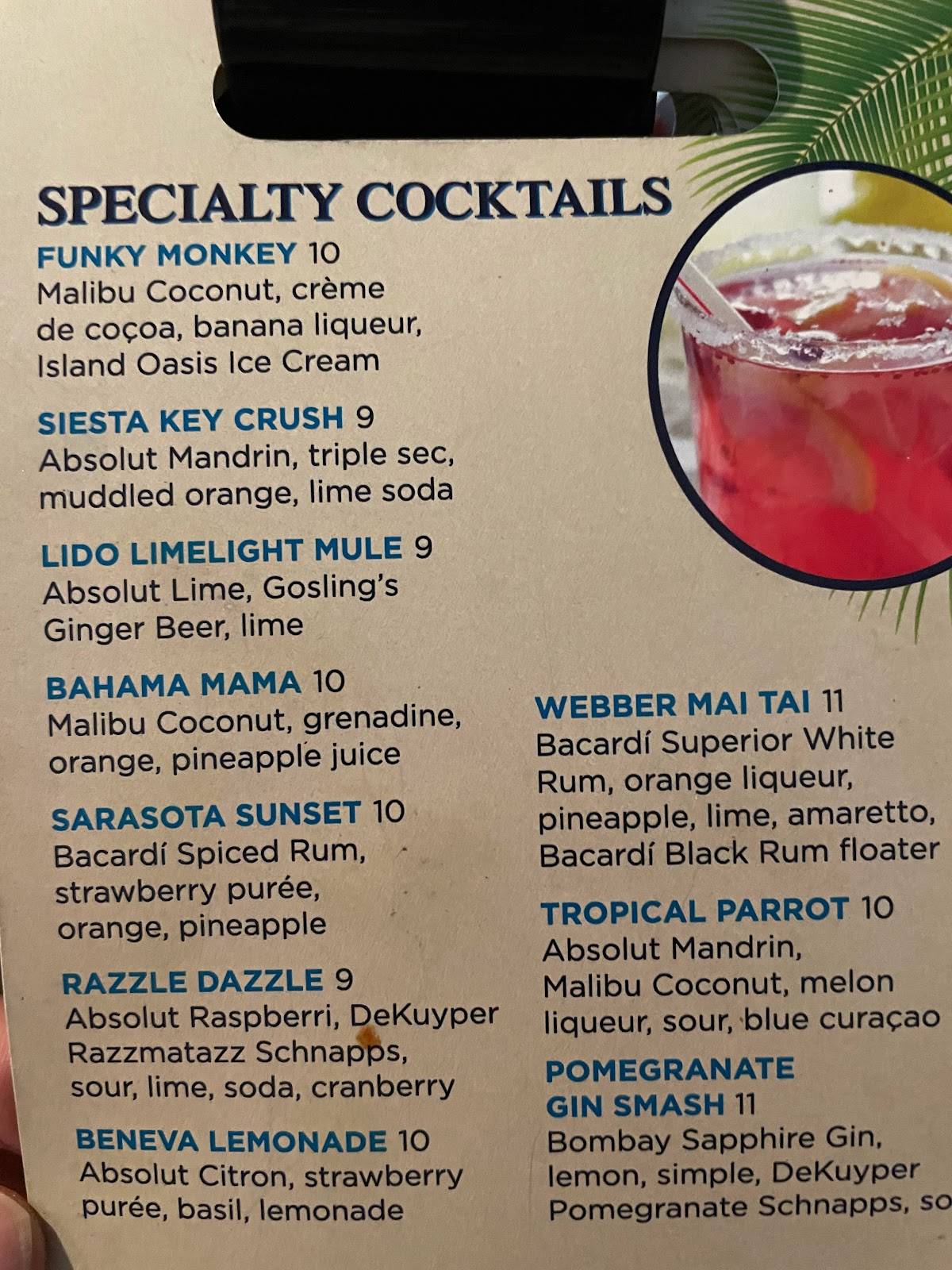 Menu at The Parrot Patio Bar & Grill, Bradenton