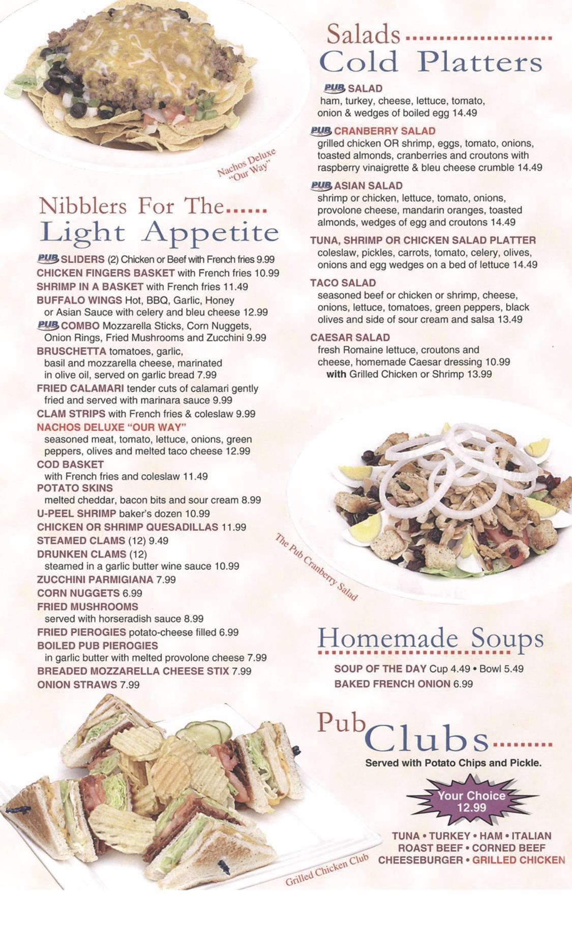 Menu at The Pub Neighborhood Grill & Bar, Quakertown