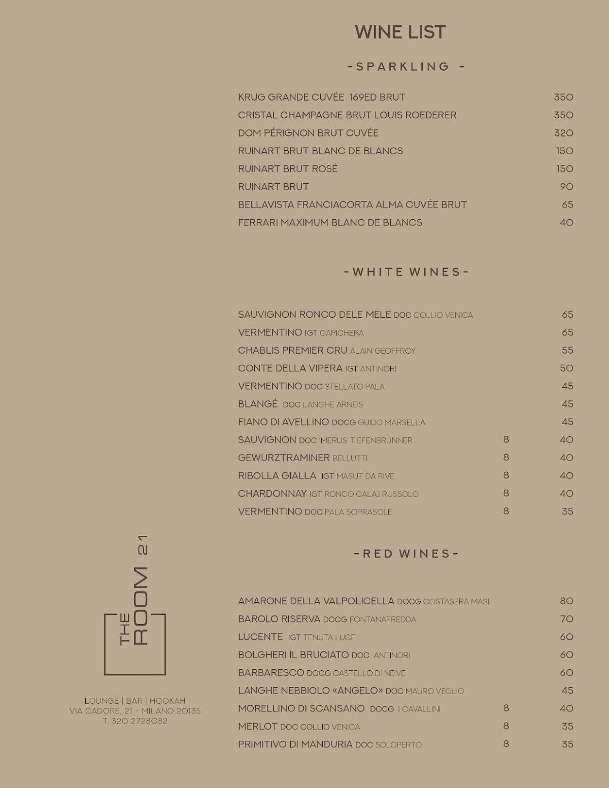 Menu di The Room21 