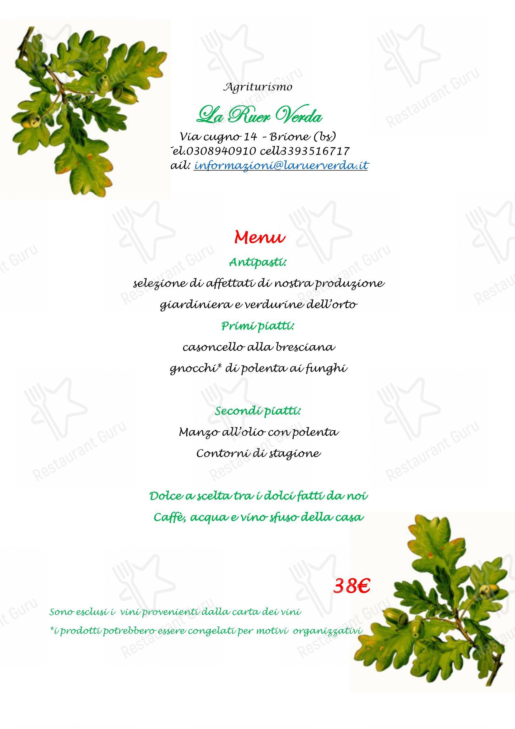 Menu per Agriturismo La Ruer Verda ristorante