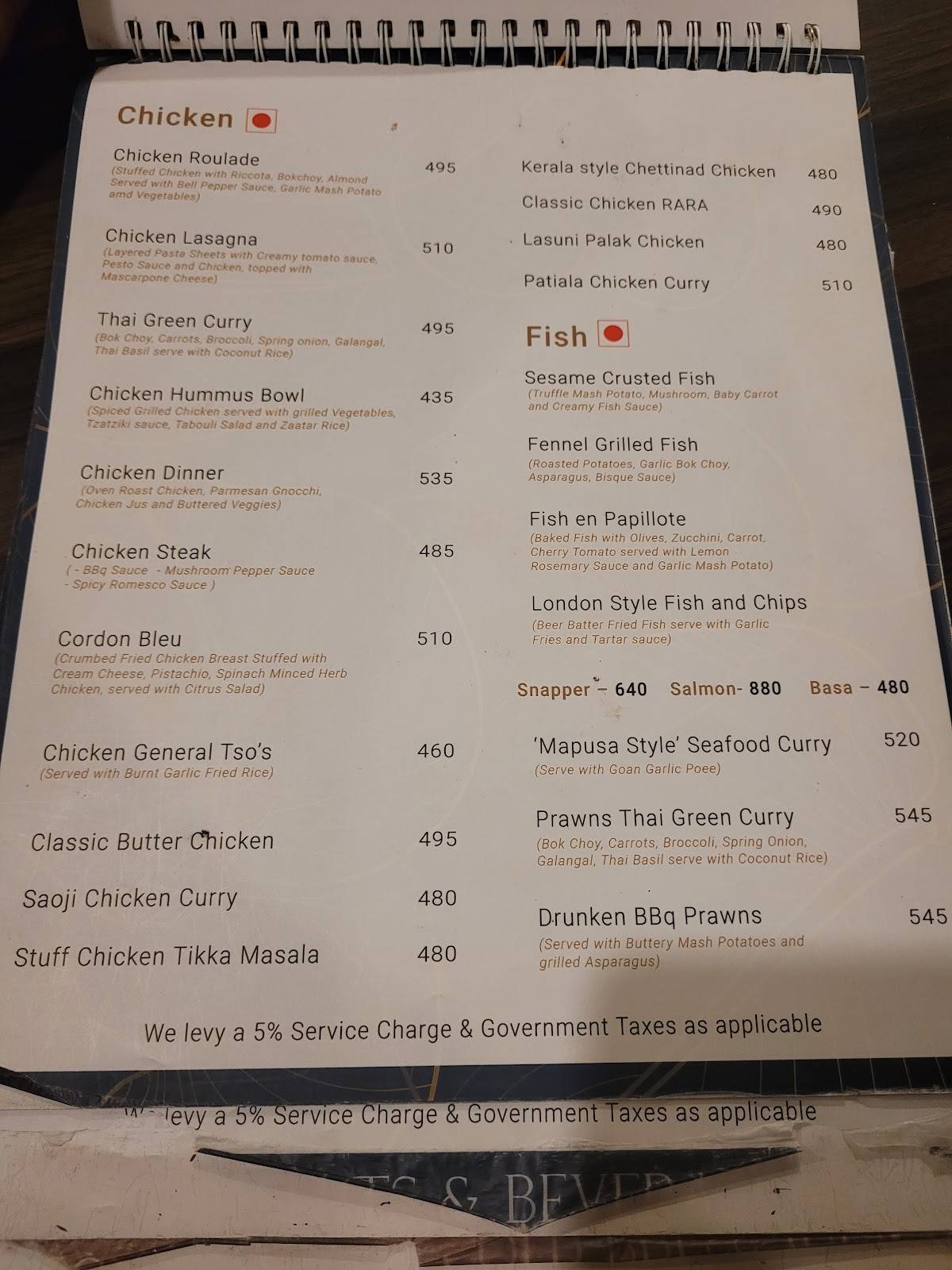 The Rustle Nest menu