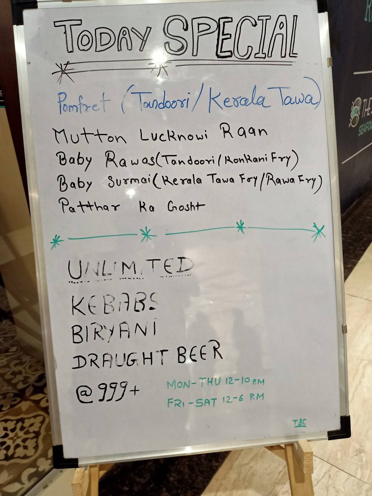 The Sea Secret - NIBM menu