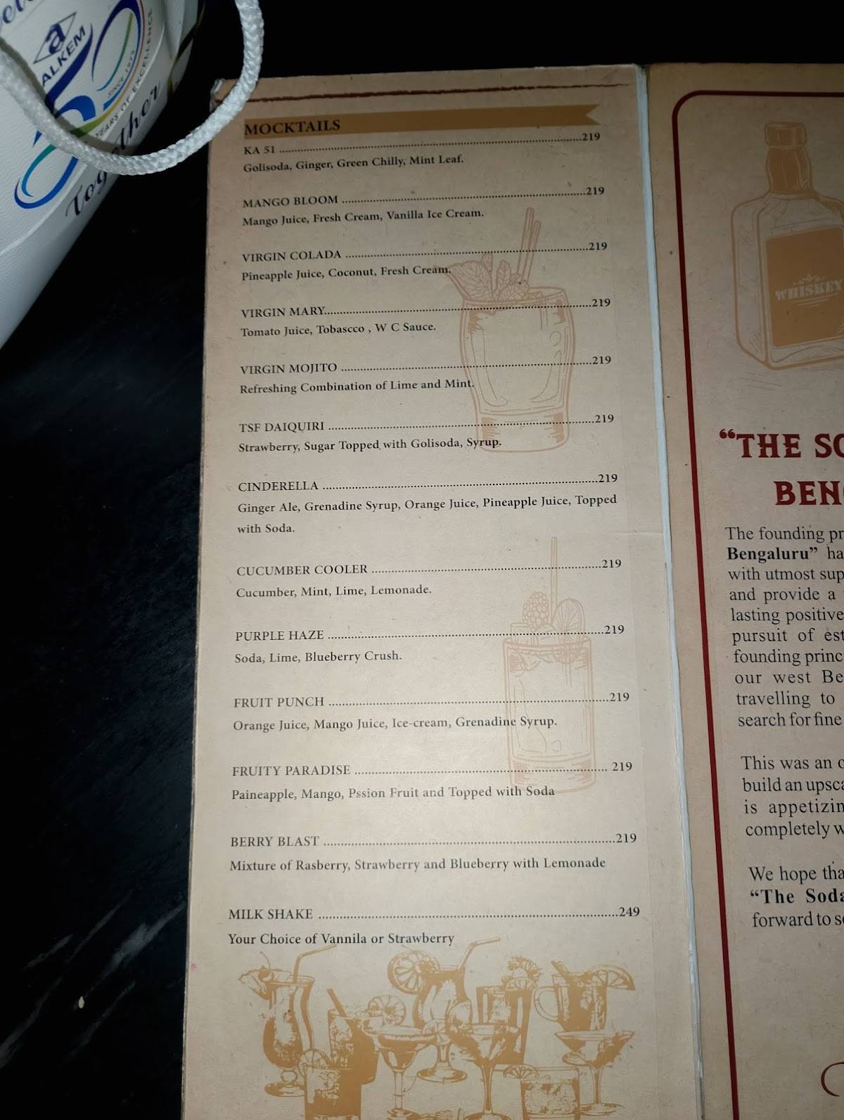 The Soda Factory, Brew & Kitchen, Nagarabhavi menu