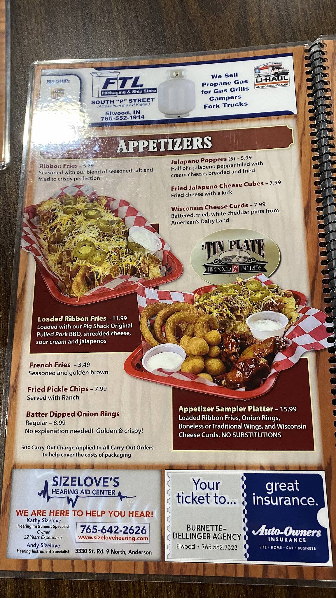 Menu at The Tin Plate, Fine Food & Spirits restaurant, Elwood
