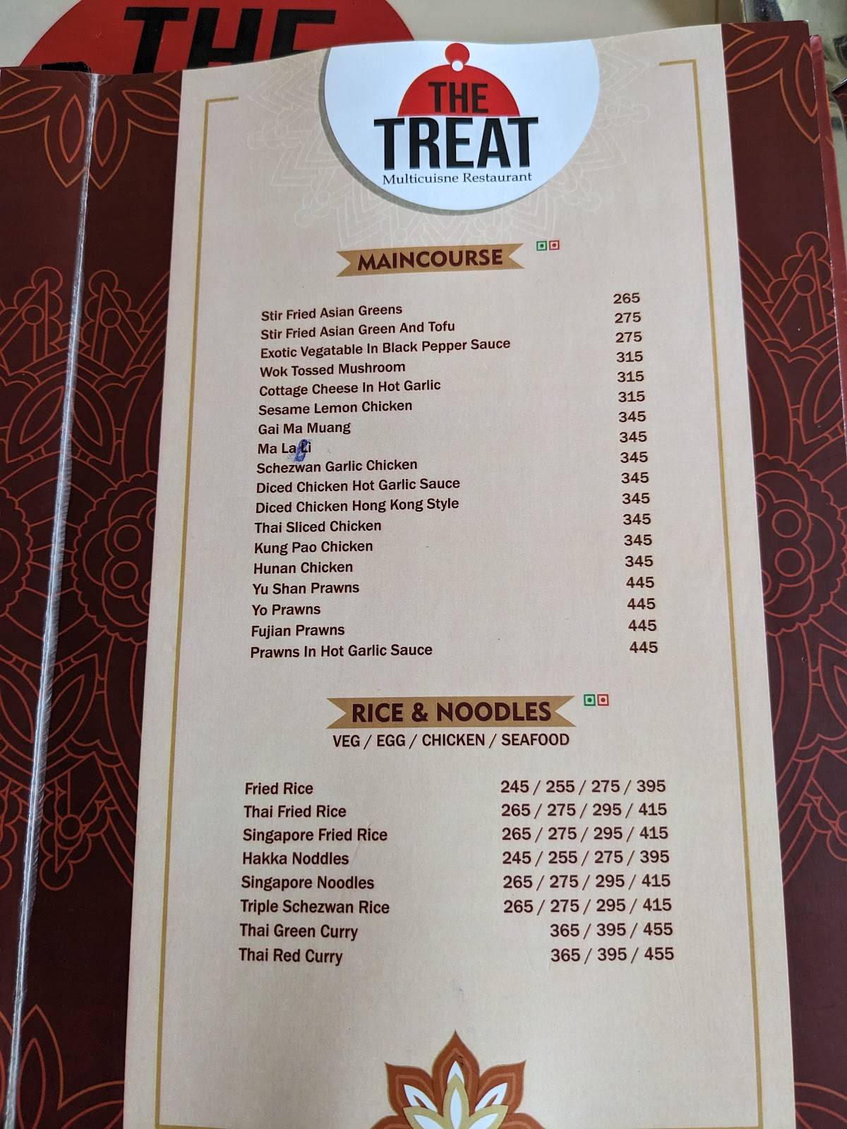 The Treat Multicuisine Restaurant menu