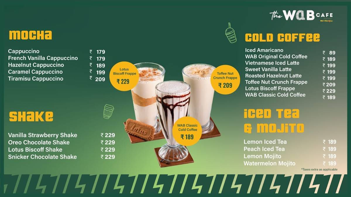 WaB Cafe Sector 18 Noida menu