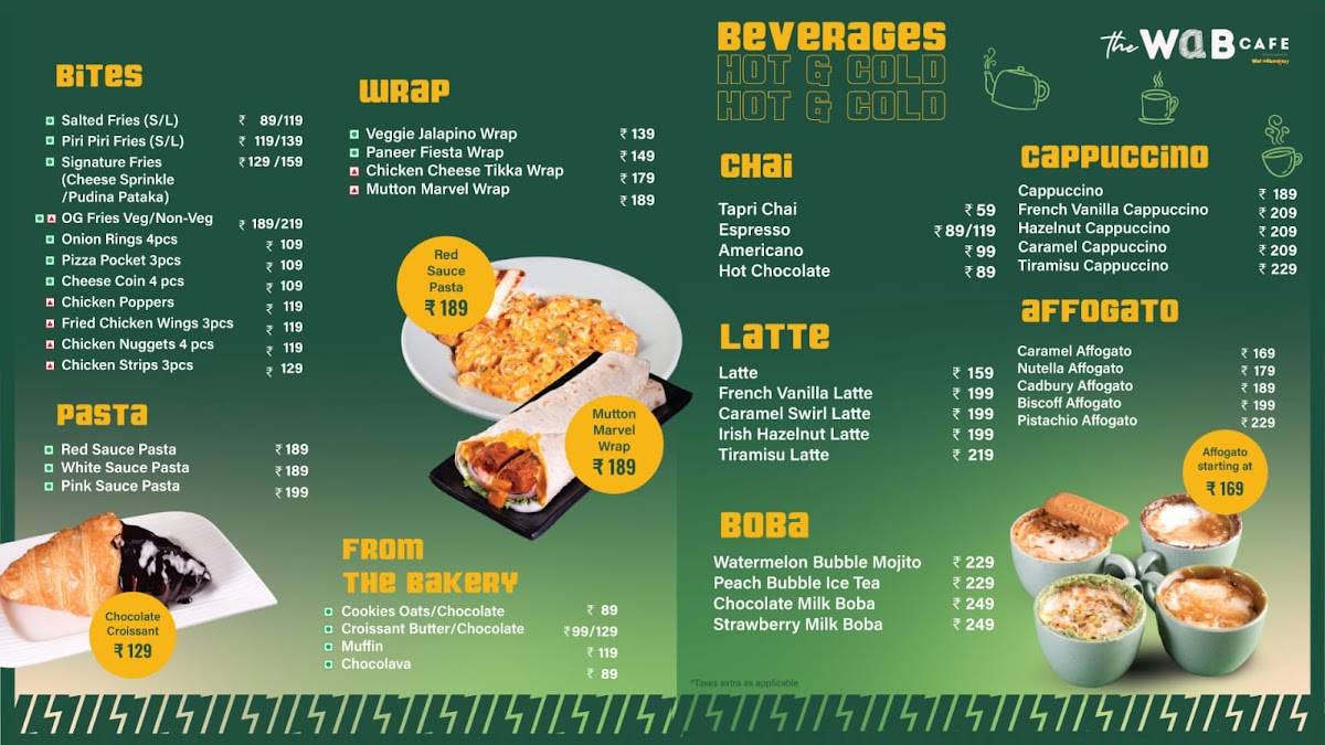 WaB Cafe Sector 18 Noida menu