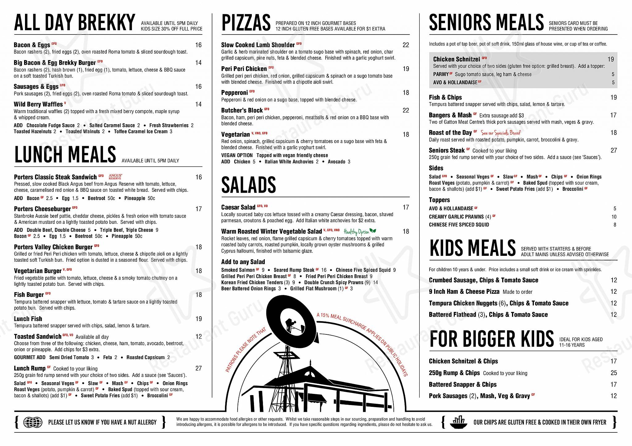 Menu at The Walloon Hotel restaurant, Walloon