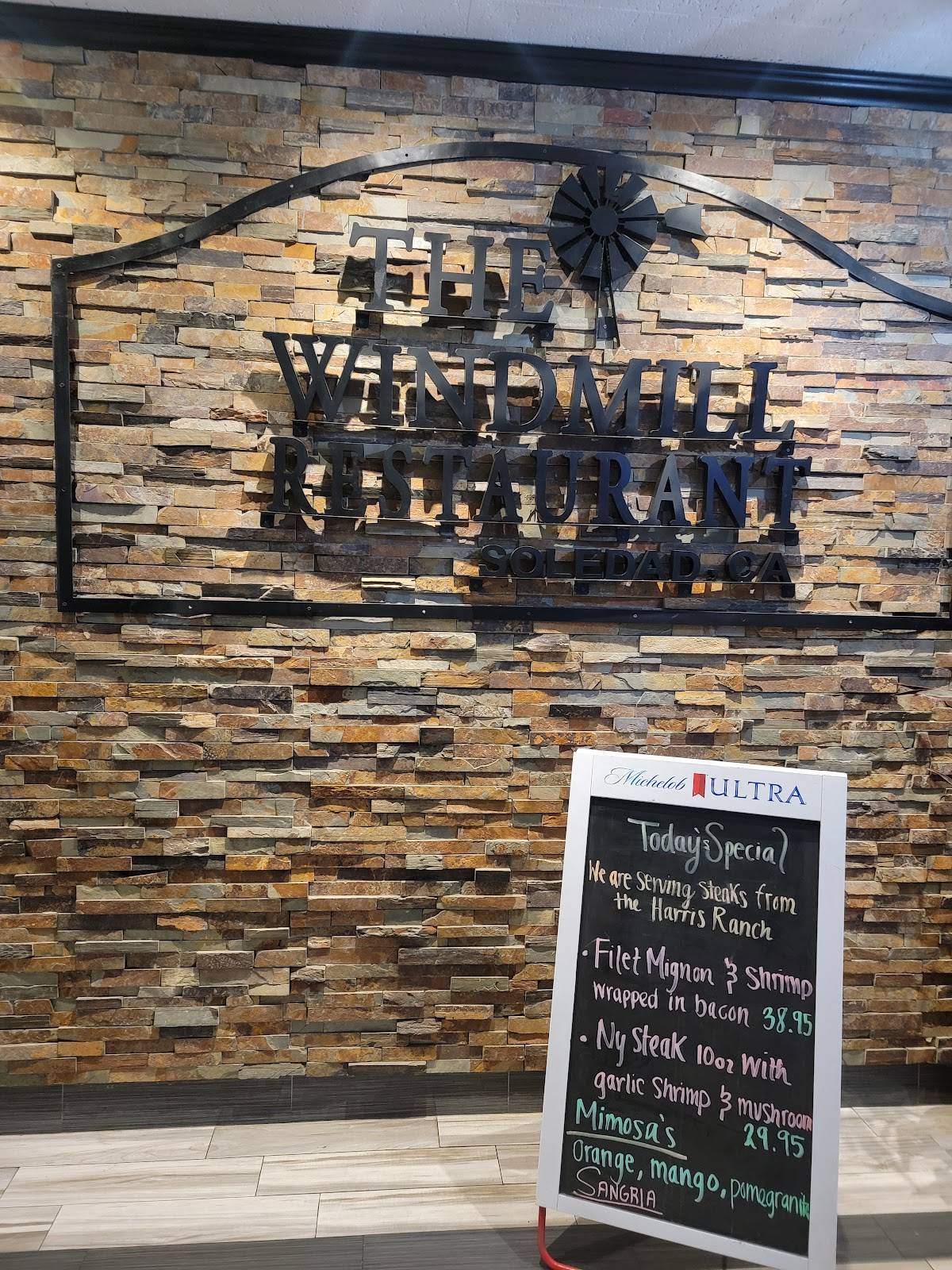 Menu at The Windmill Restaurant, Soledad