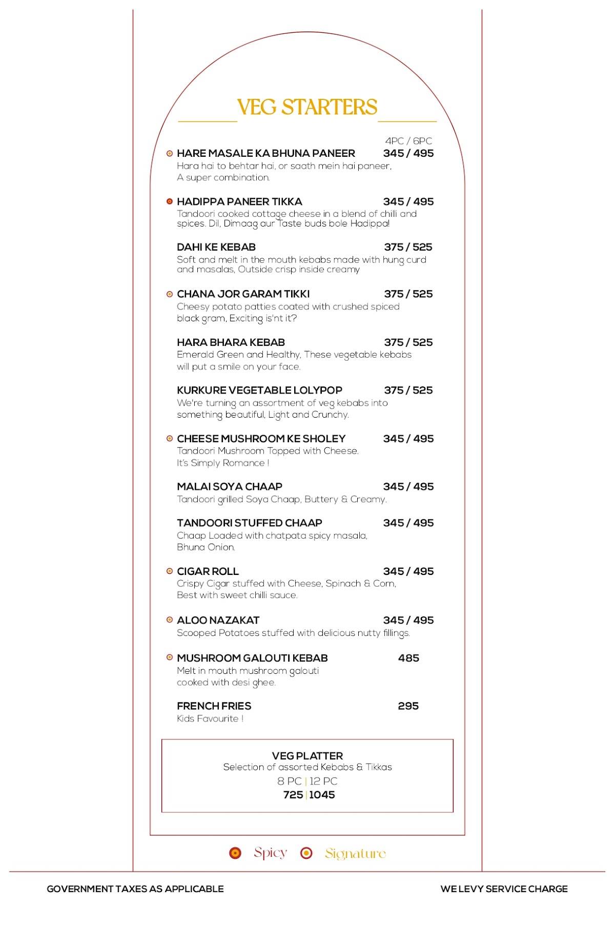 The Yellow Chilli - Gaur City Mall menu