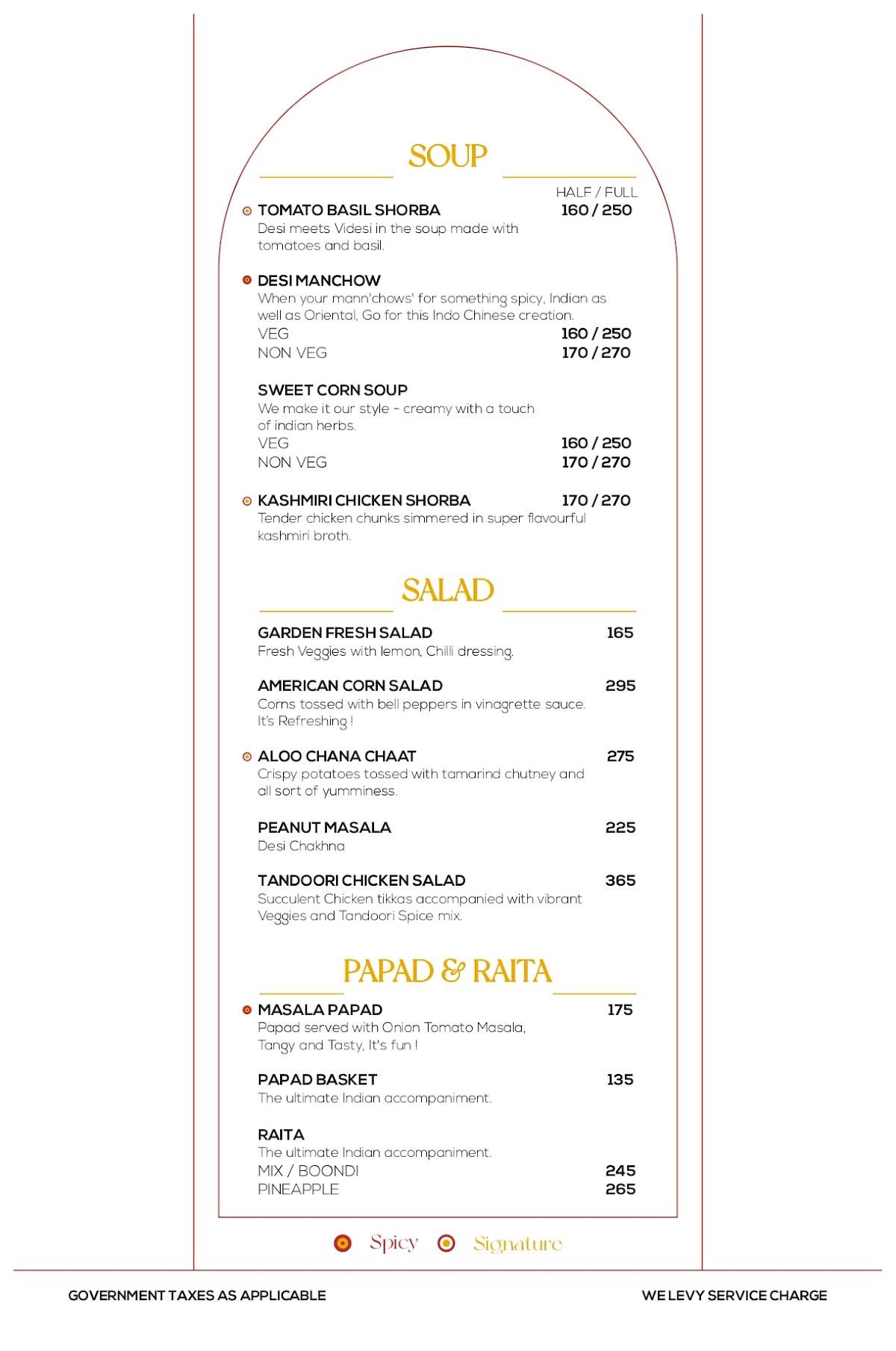 The Yellow Chilli - Gaur City Mall menu